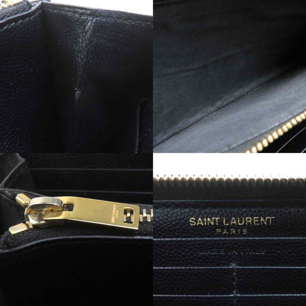 Saint Laurent Black Leather Long Wallet (Bi-Fold) (Pre-Owned)