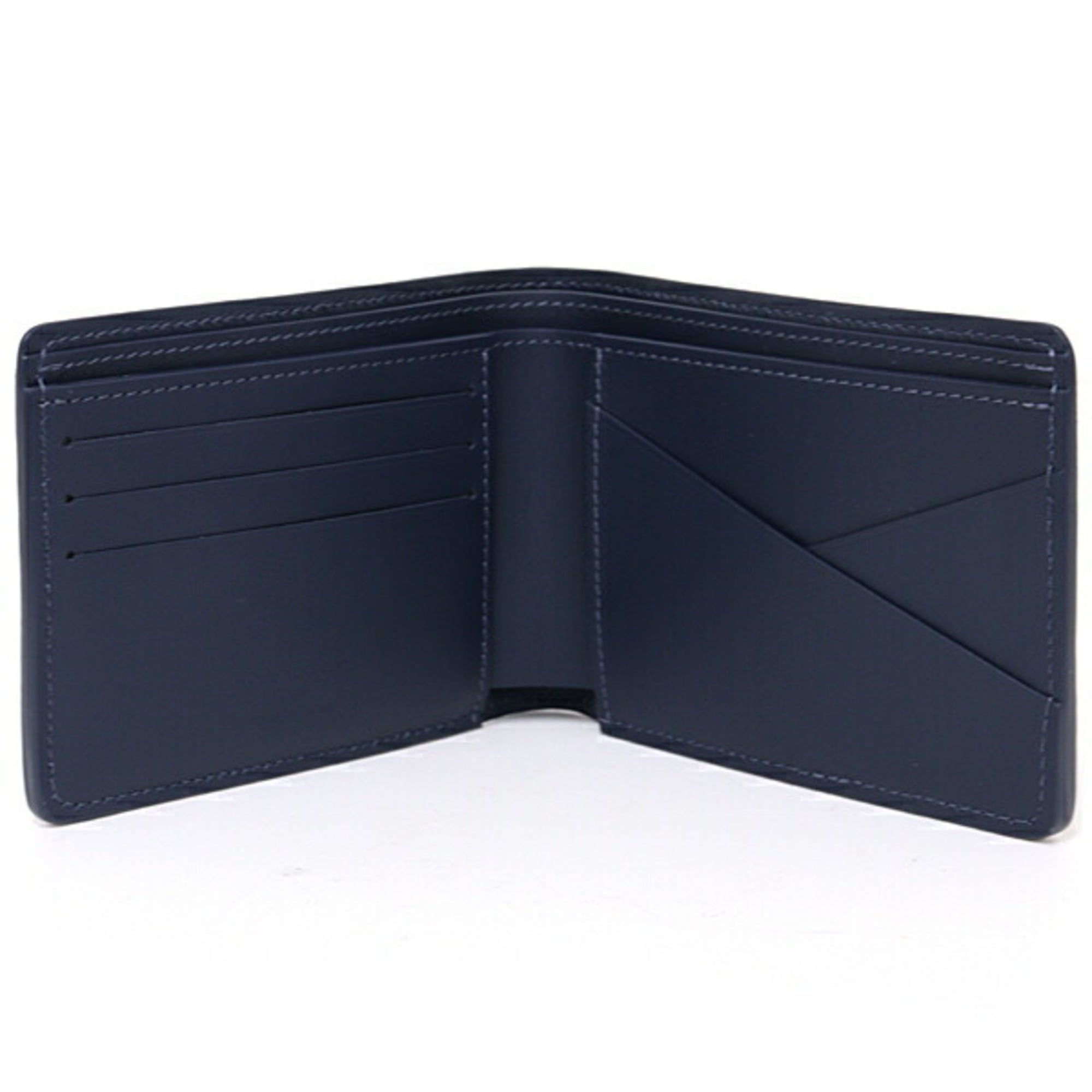Louis Vuitton Monogram Shadow Blue Navy Monogram Shadow Leather Wallet (Bi-Fold) (Pre-Owned)