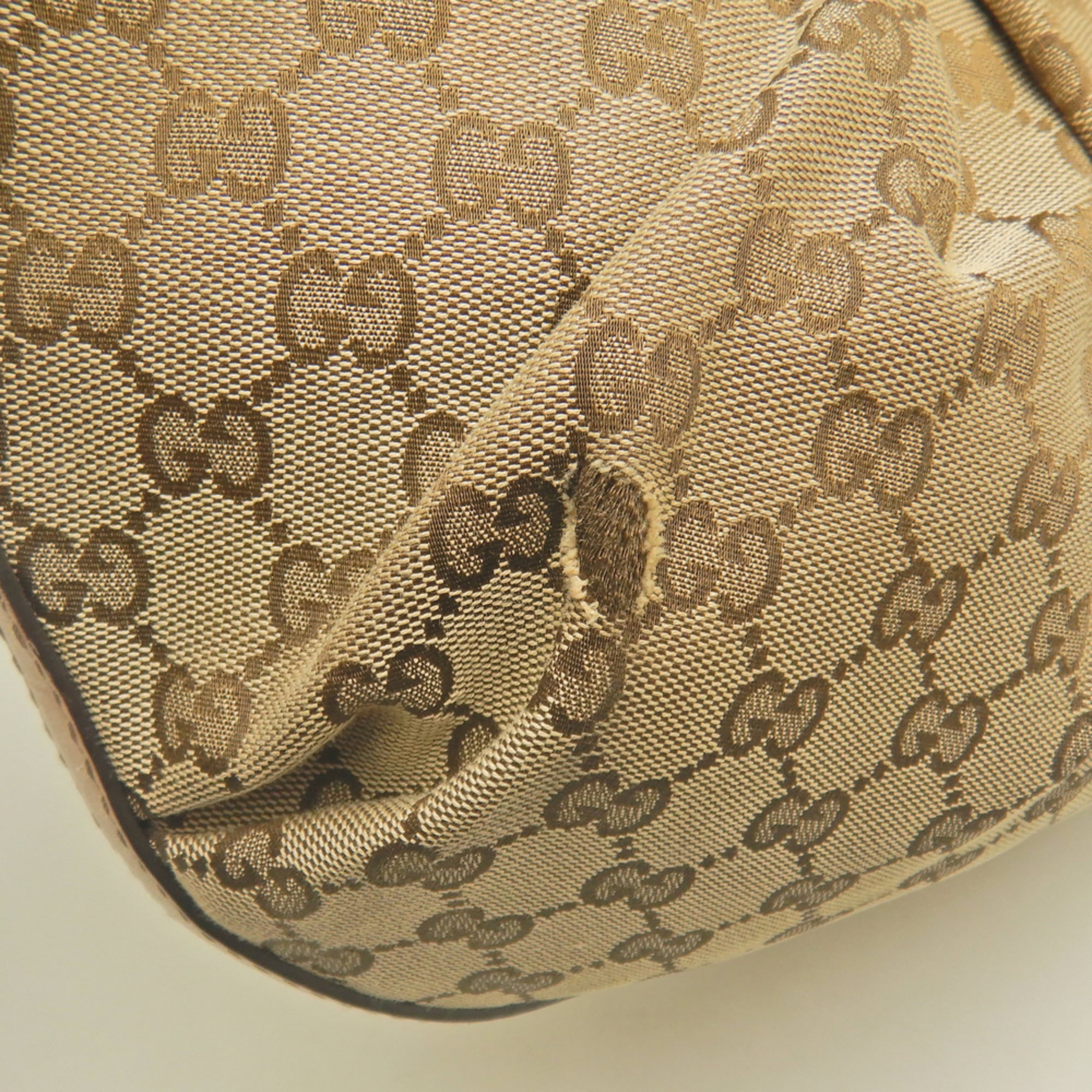 Gucci Beige Yellow Gg Canvas Leather Tote Bag (Pre-Owned)