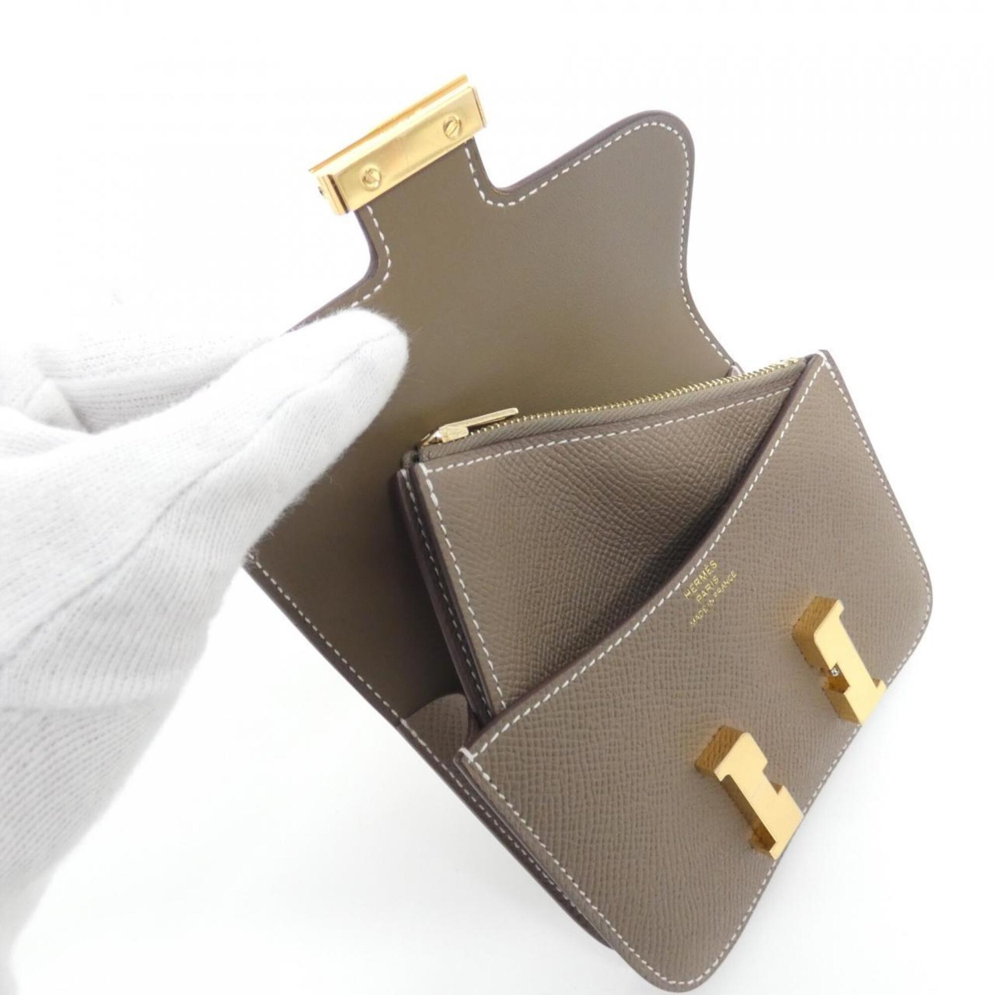 Hermes Etoupe Gray Epsom Leather Coin Purse/Coin Case (Pre-Owned)