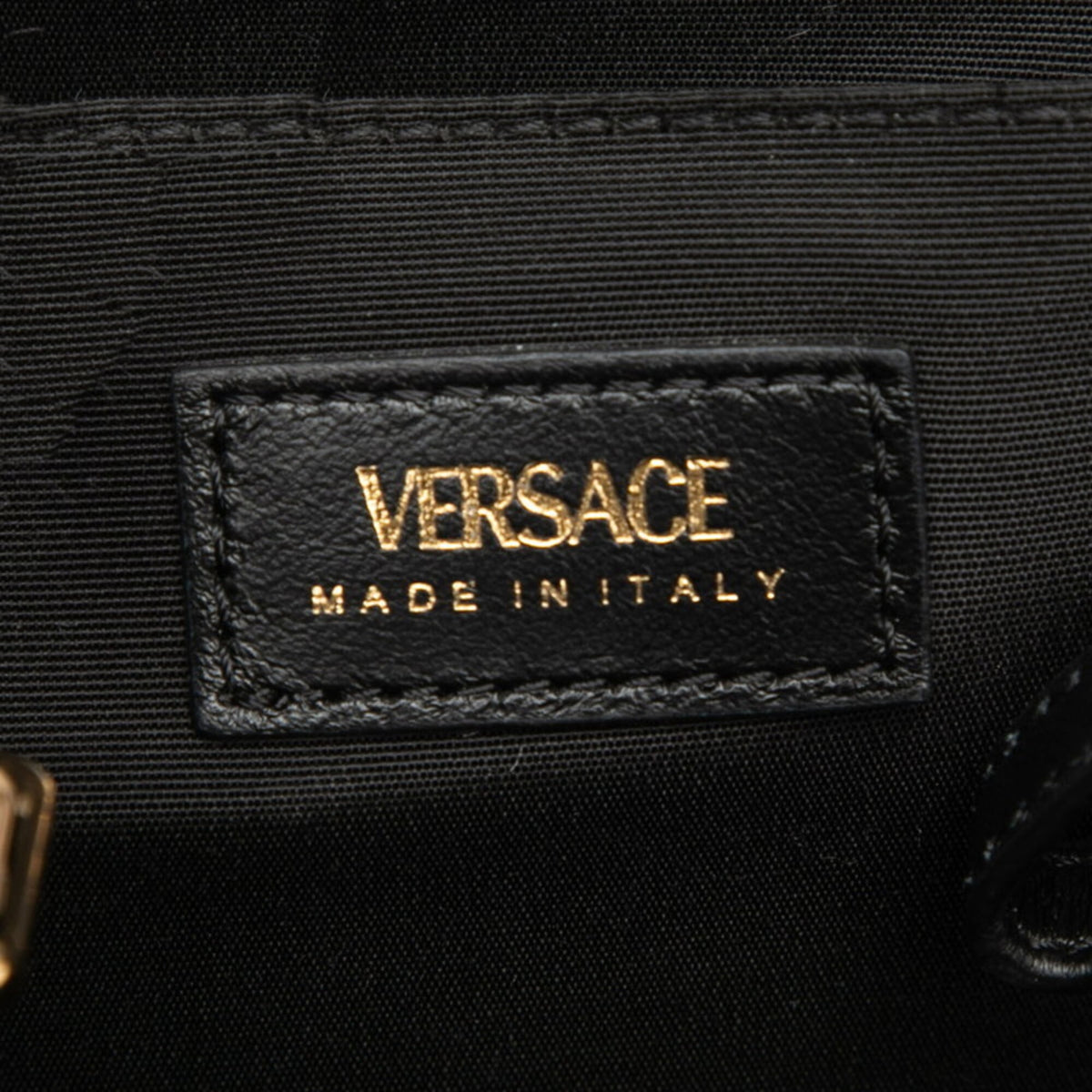 Versace Black Leather Pouch Tote Bag (Pre-Owned)