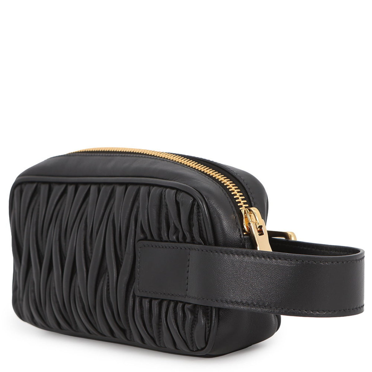 Miu Miu Matelasse Black Leather Clutch Bag Handbag (Pre-Owned)