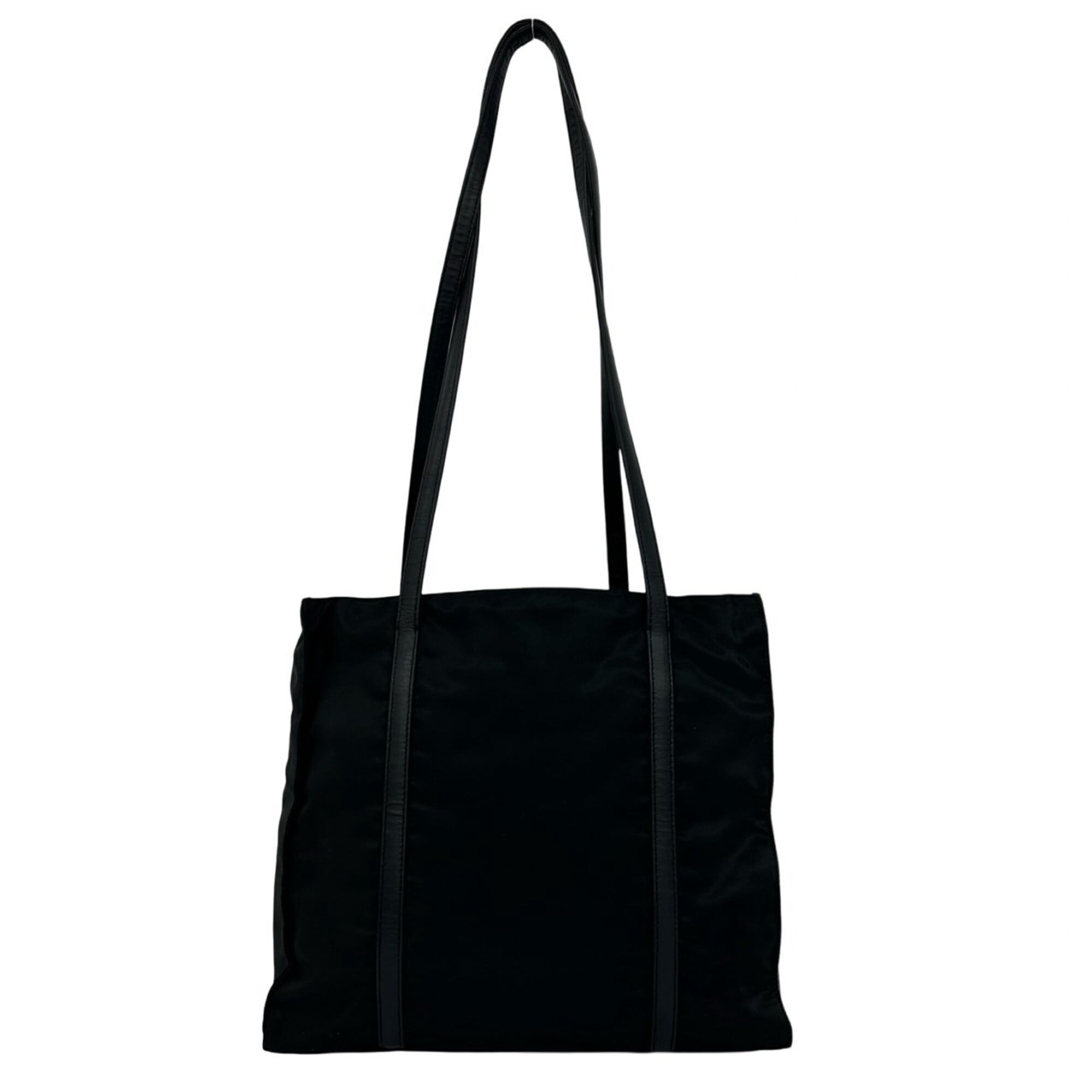 Prada Black Nylon Leather Handbag Shoulder Bag Tote Bag (Pre-Owned)