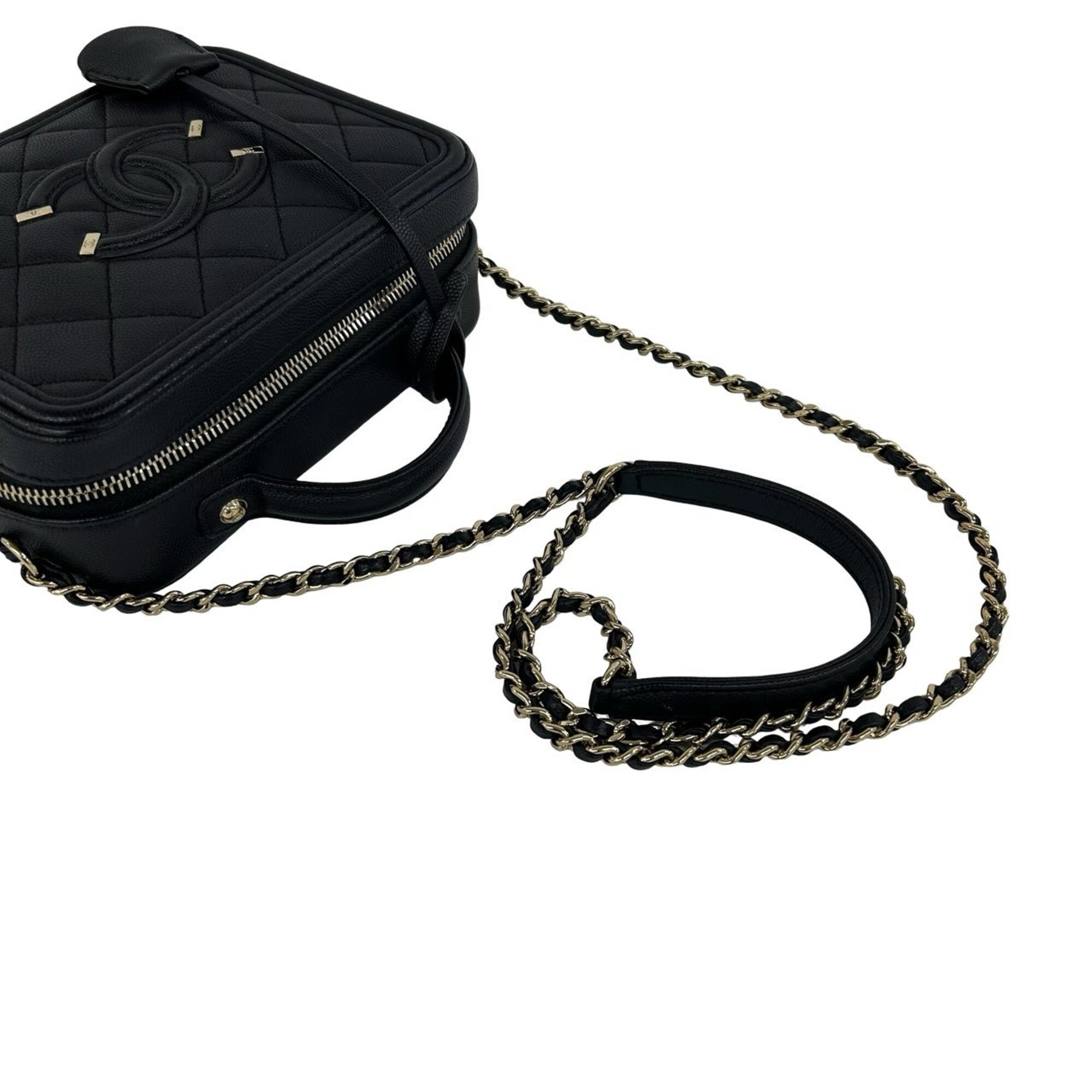 Chanel Black Grained Calfskin Handbag Shoulder Bag (Pre-Owned)