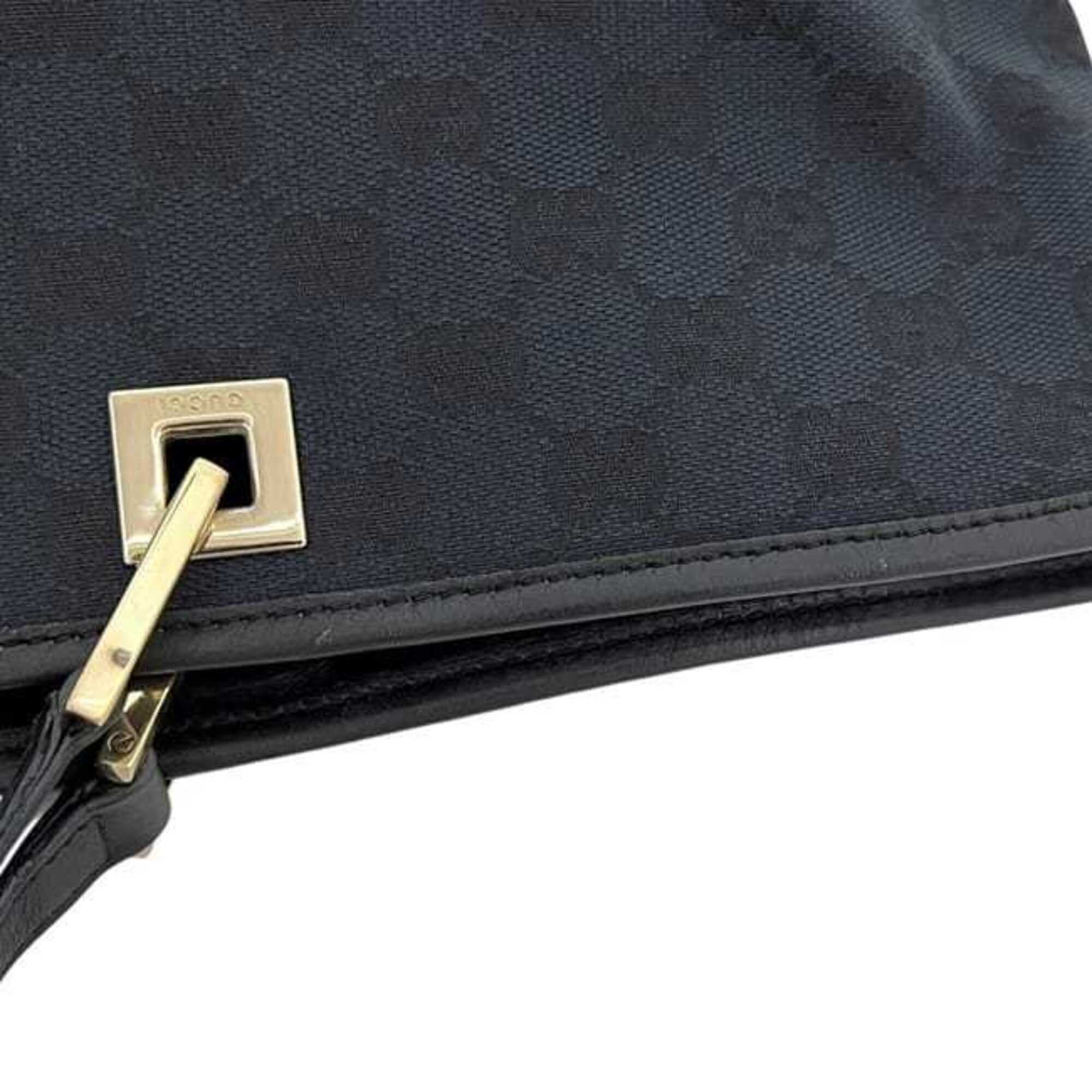 Gucci Black Gg Canvas Leather Tote Bag (Pre-Owned)