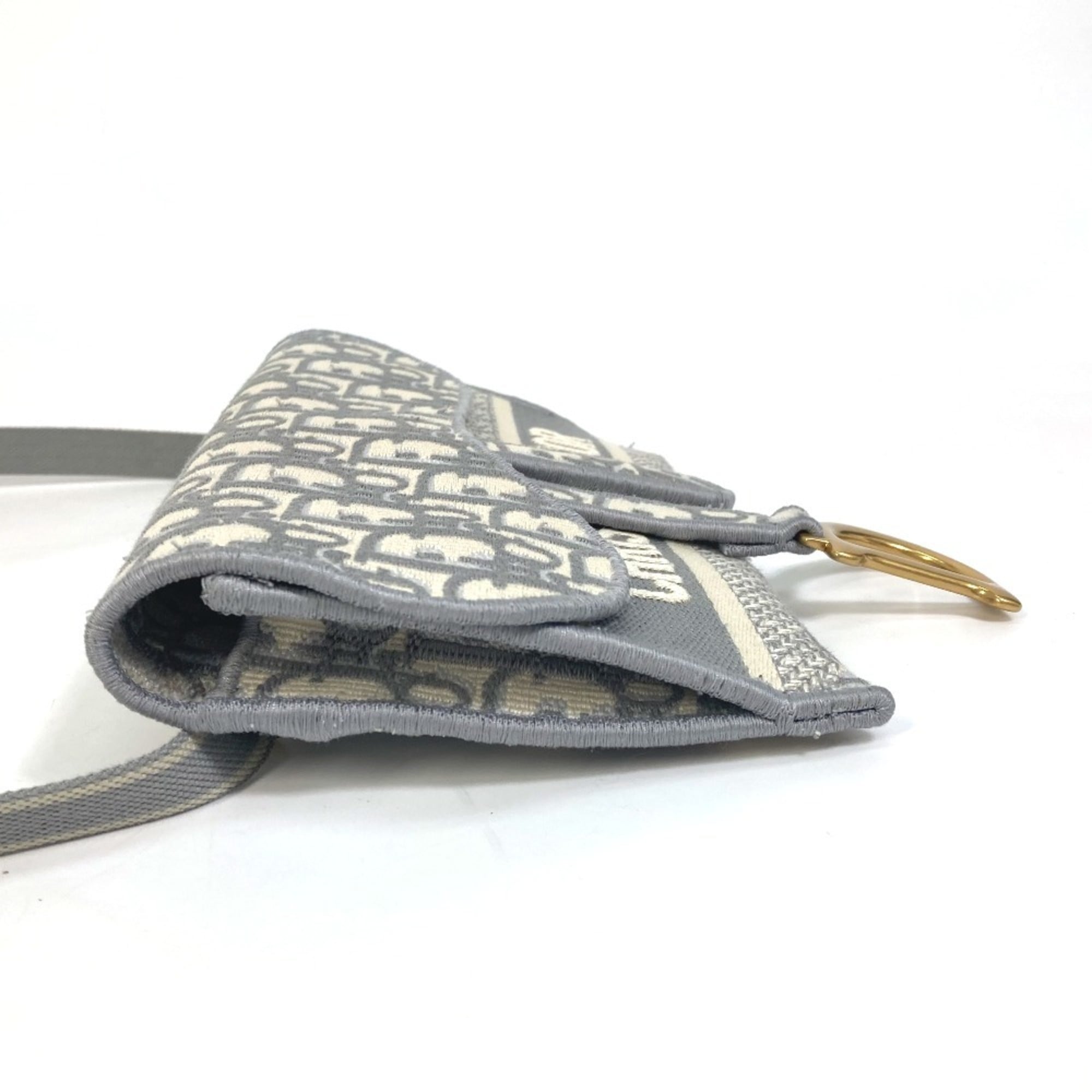 Christian Dior Gray Jacquard Pouch Shoulder Bag (Pre-Owned)