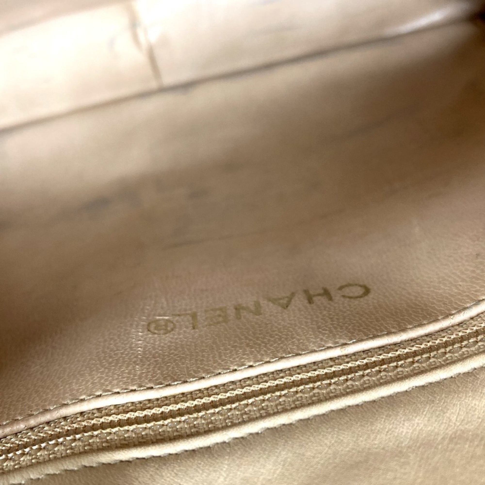 Chanel Beige Leather Shoulder Bag Tote Bag (Pre-Owned)