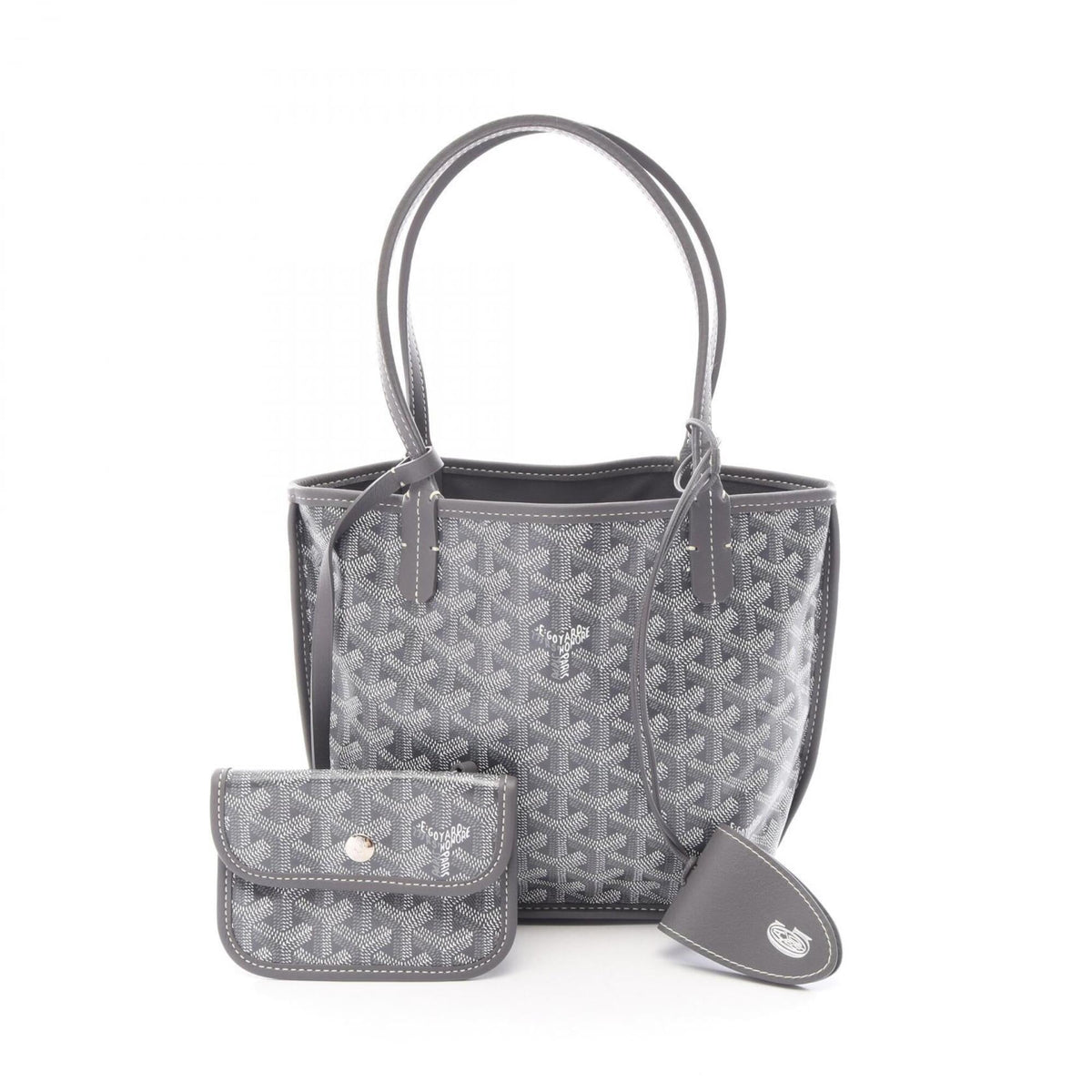 Goyard Gray White Coated Canvas Leather Handbag Tote Bag (Pre-Owned)