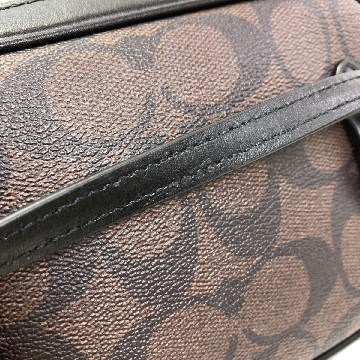 Coach Dark Brown Signature Line Pvc Shoulder Bag (Pre-Owned)