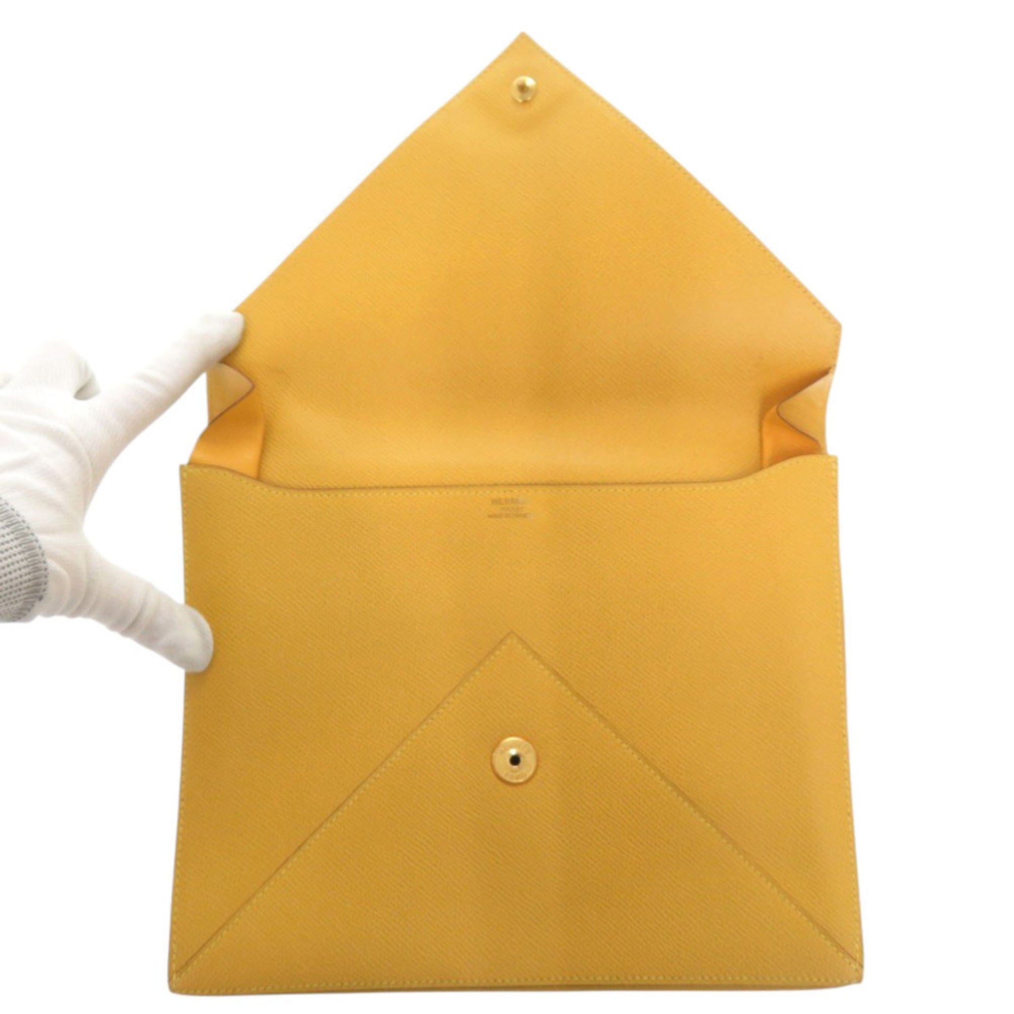 Hermes Yellow Courchevel Leather Clutch Bag (Pre-Owned)
