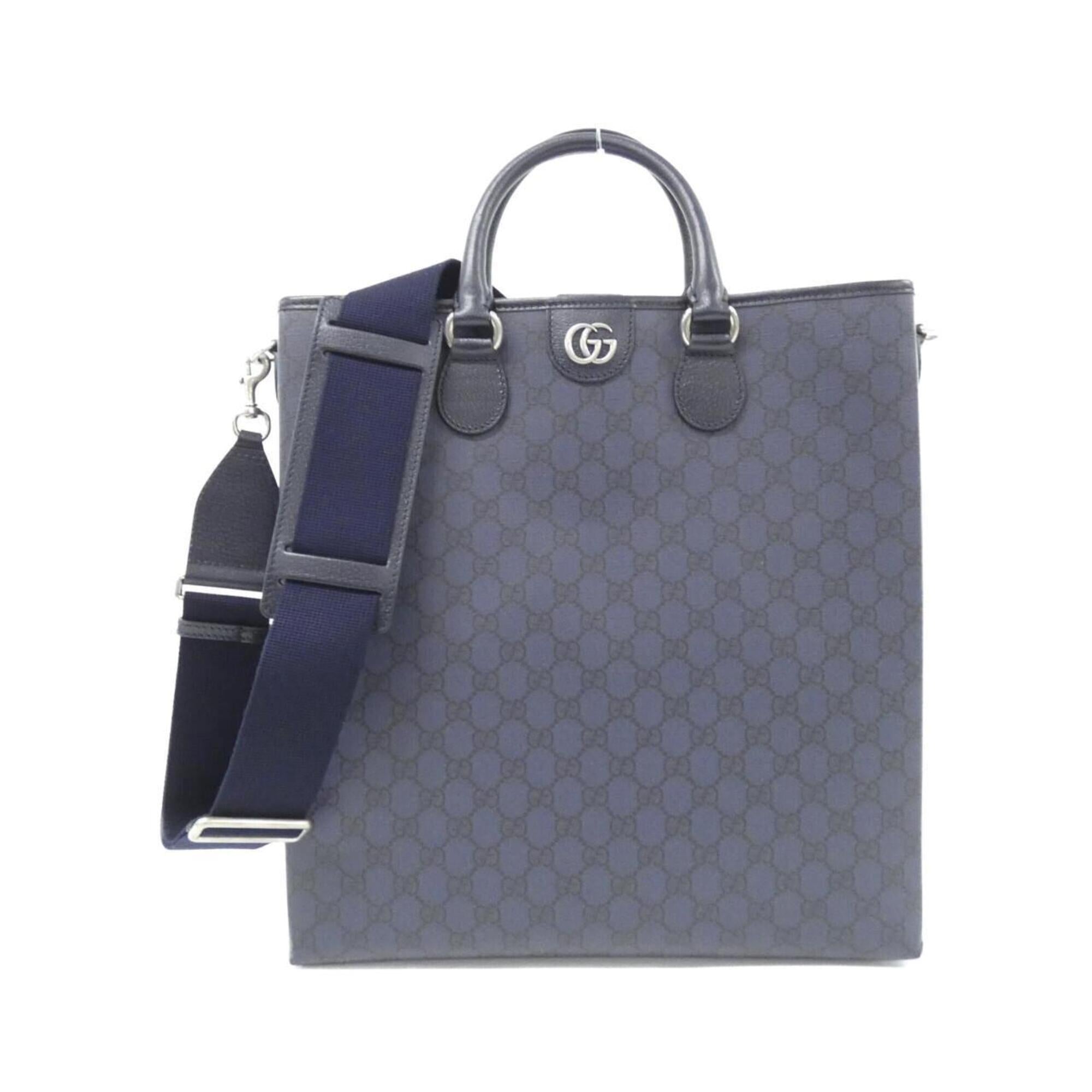 Gucci Black Navy Gg Supreme Canvas Handbag (Pre-Owned)
