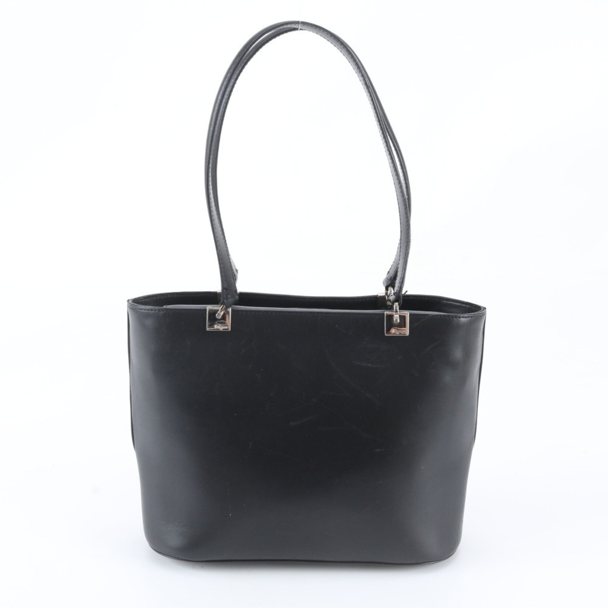 Salvatore Ferragamo Black Leather Handbag Shoulder Bag Tote Bag (Pre-Owned)