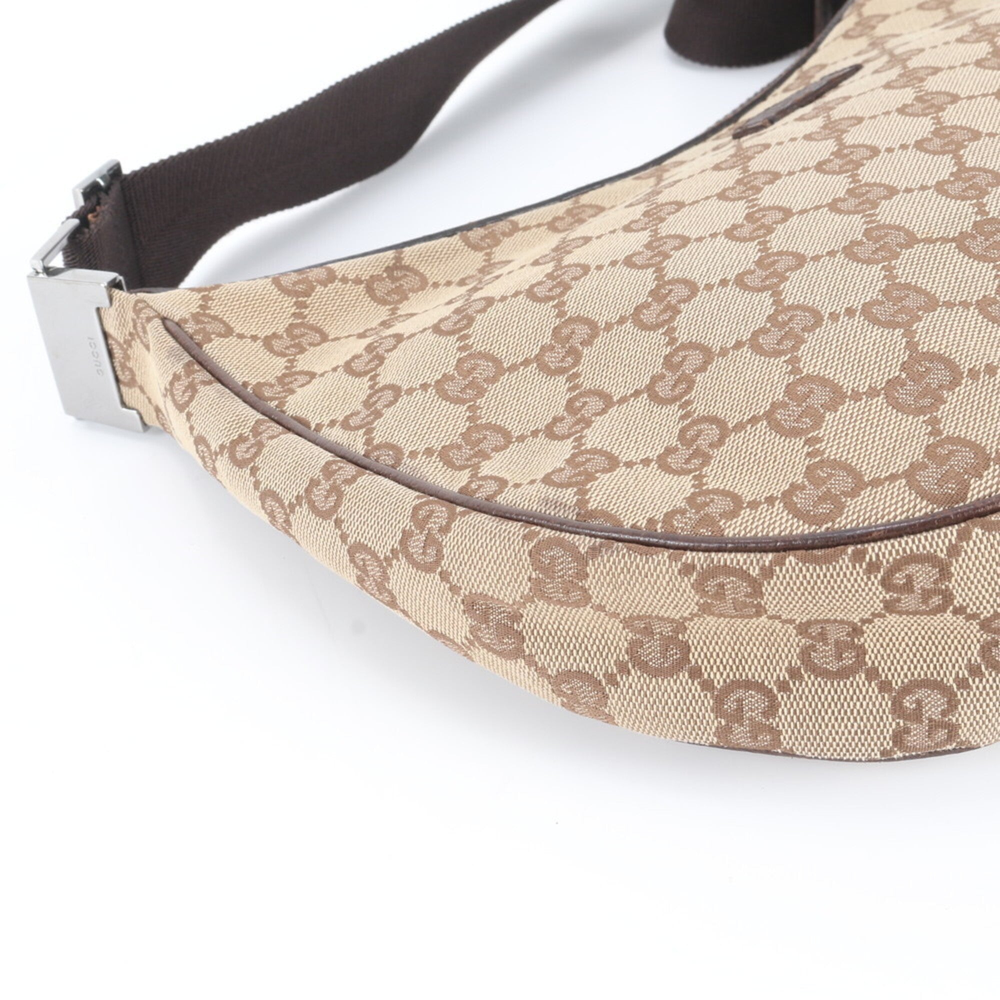 Gucci Beige Brown Leather Canvas Handbag Shoulder Bag (Pre-Owned)