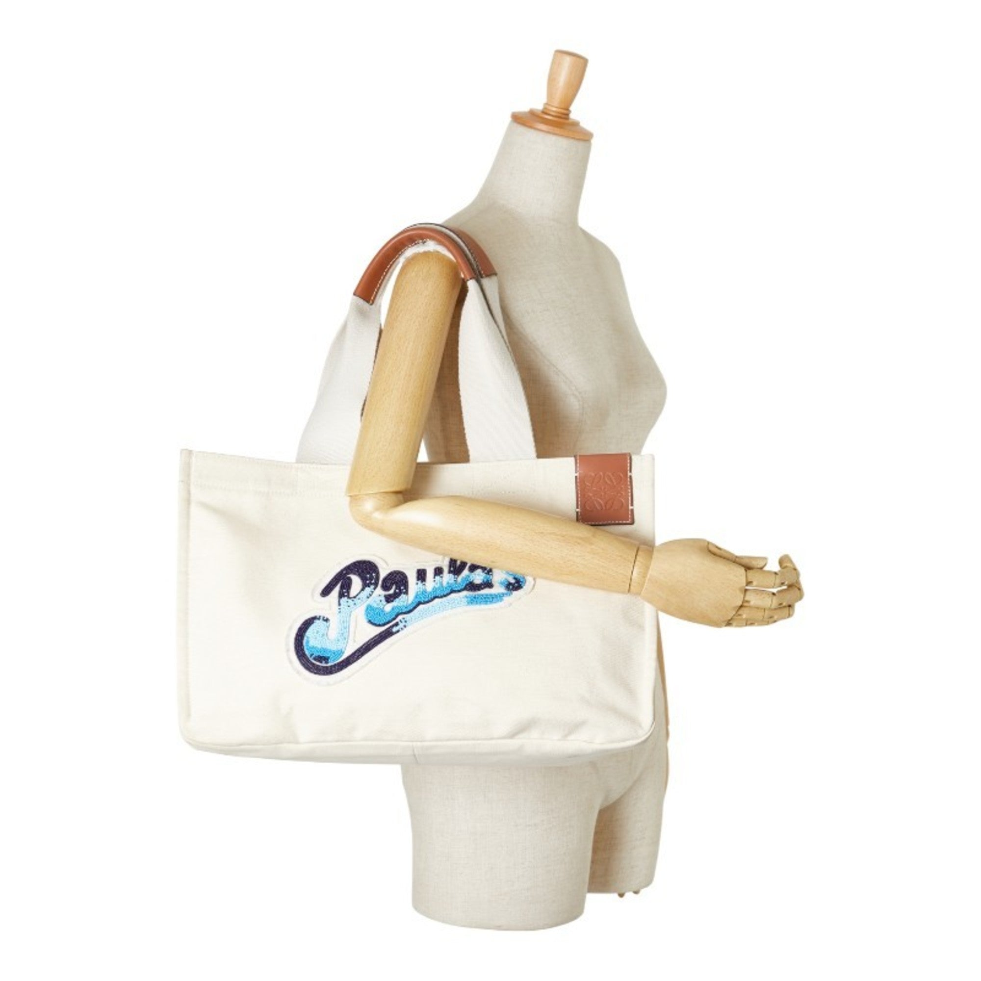 Loewe Blue Ivory White Canvas Tote Bag (Pre-Owned)
