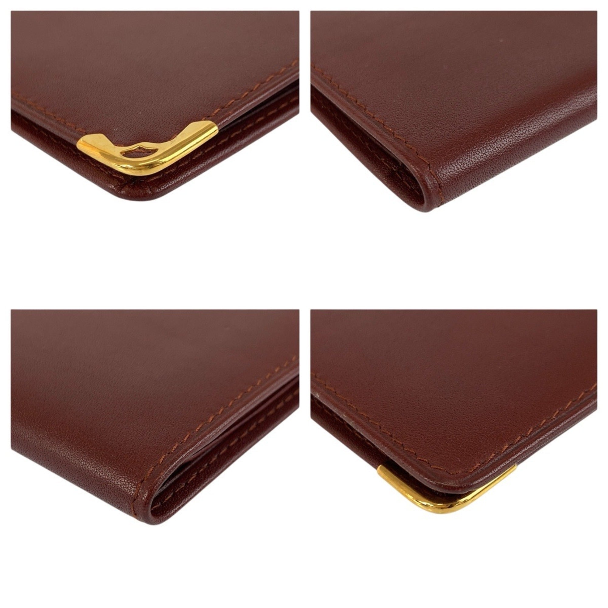 Cartier Bordeaux Leather Long Bill Wallet (Bi-Fold) (Pre-Owned)