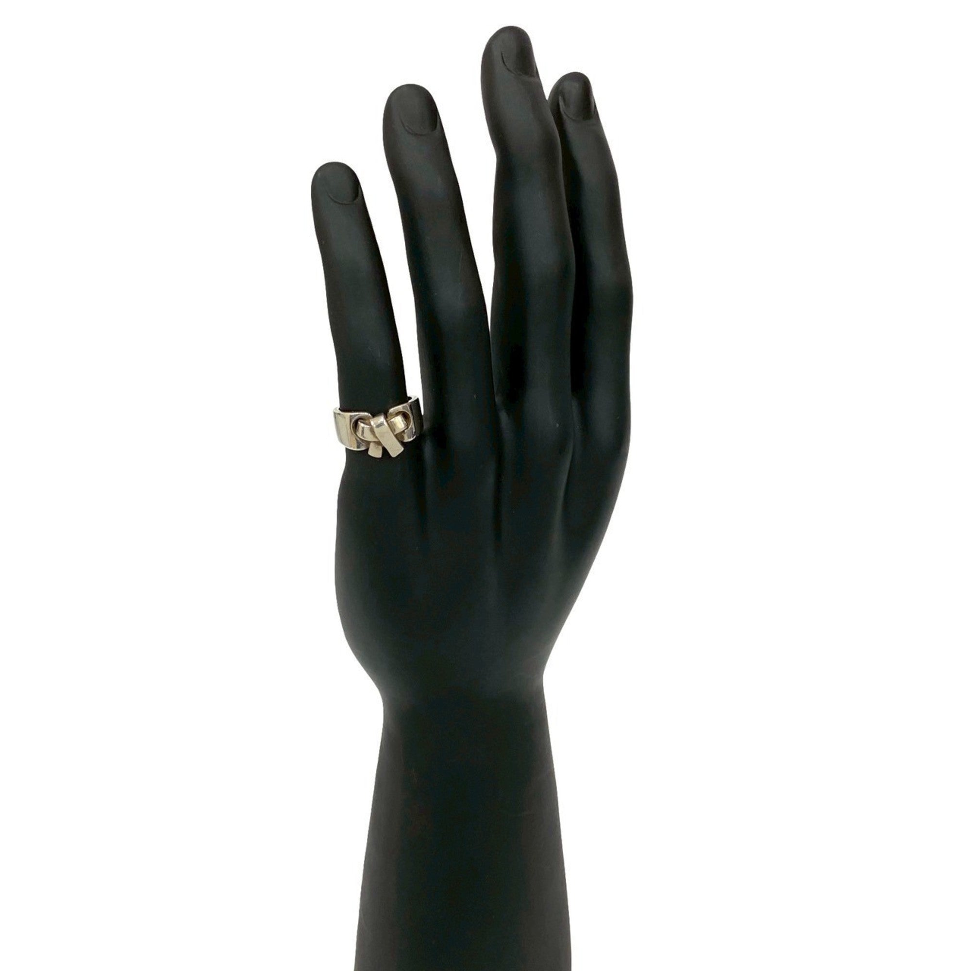 Hermes Silver Silver 925 Band Ring (Pre-Owned)