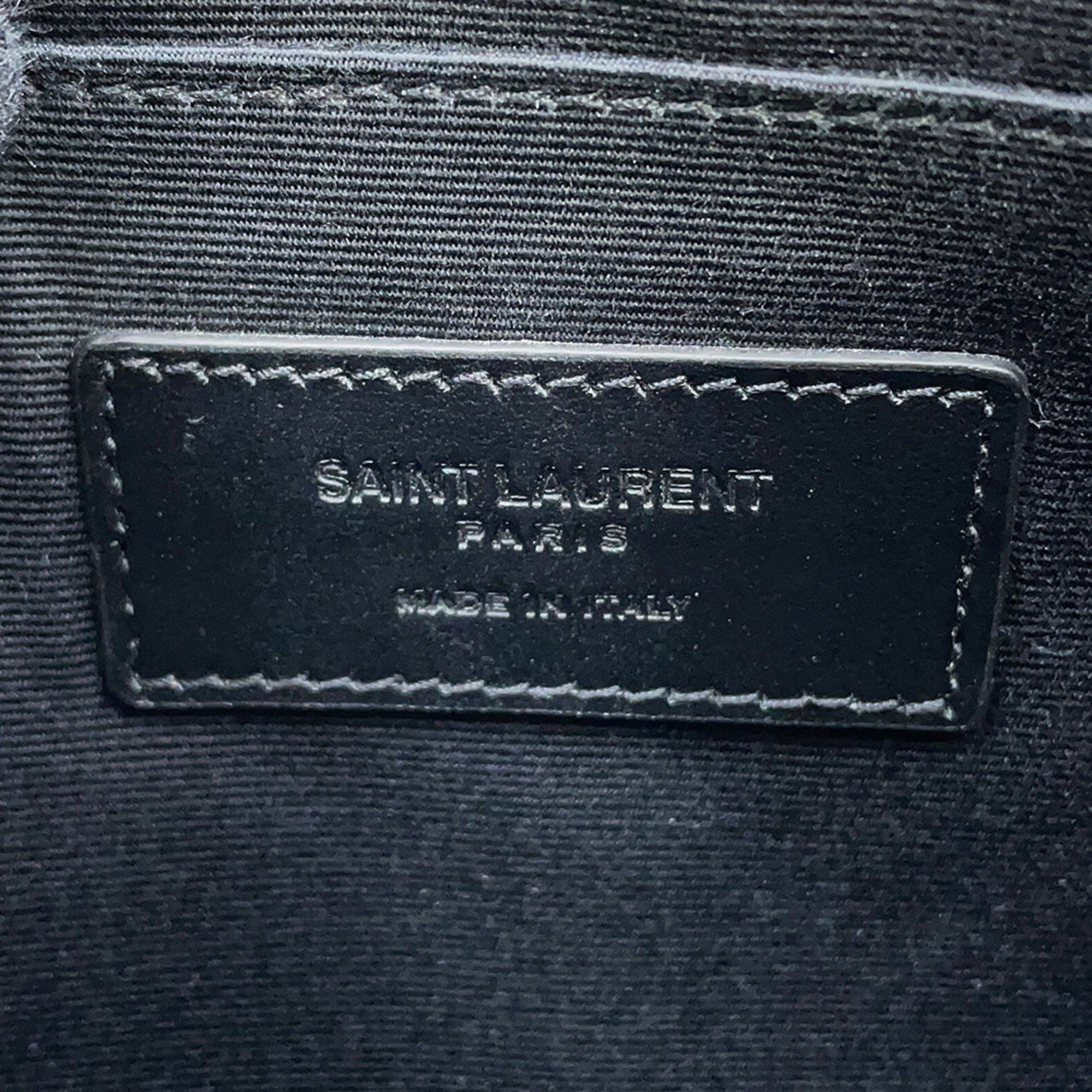 Yves Saint Laurent Black Leather Clutch Bag Handbag (Pre-Owned)