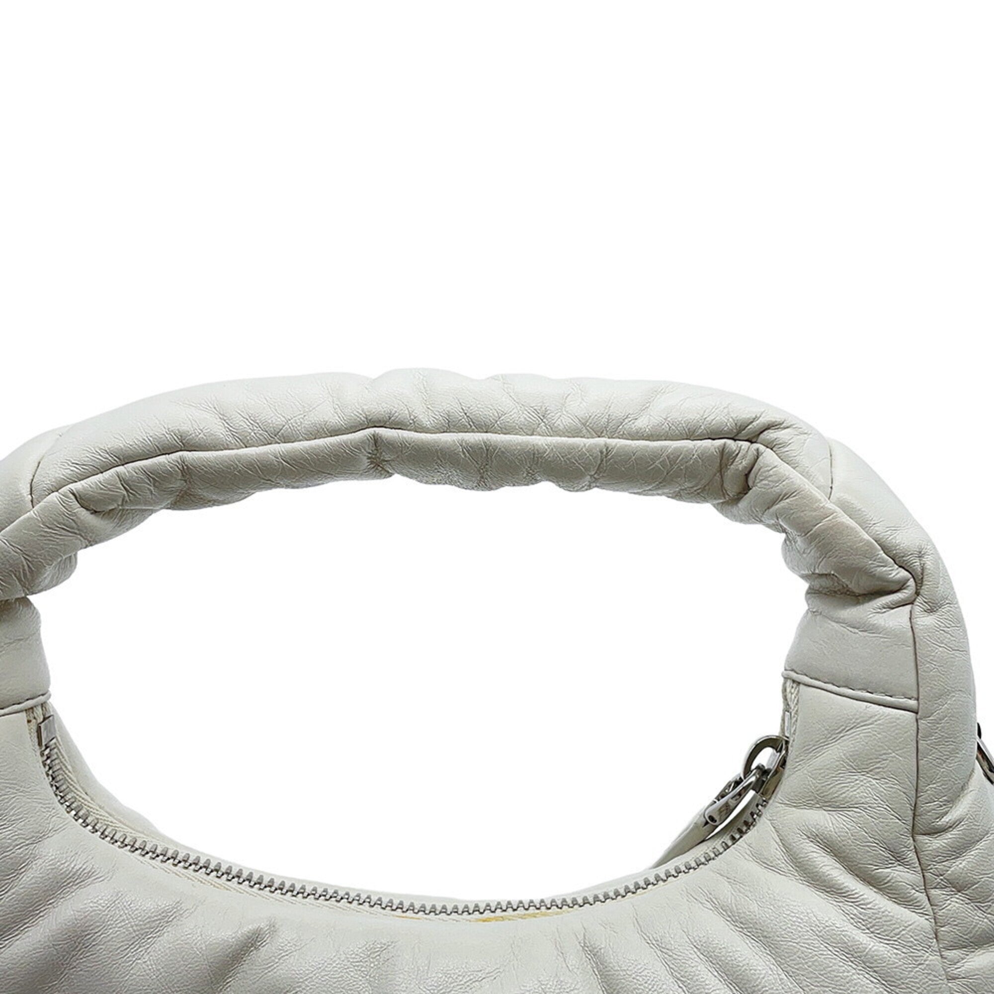 Prada White Leather Handbag Shoulder Bag (Pre-Owned)