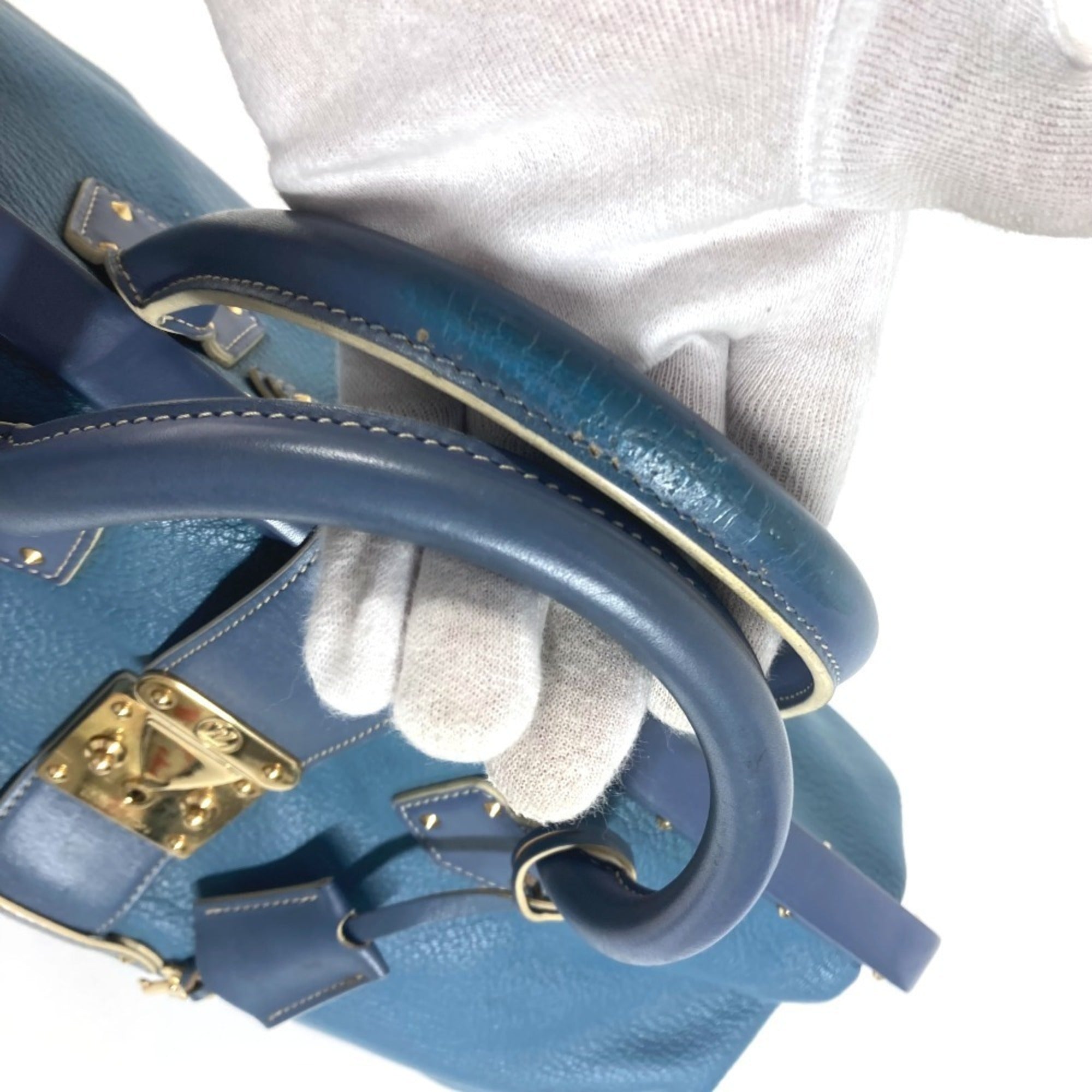 Louis Vuitton Suhali Blue Suhali Leather Handbag Tote Bag (Pre-Owned)