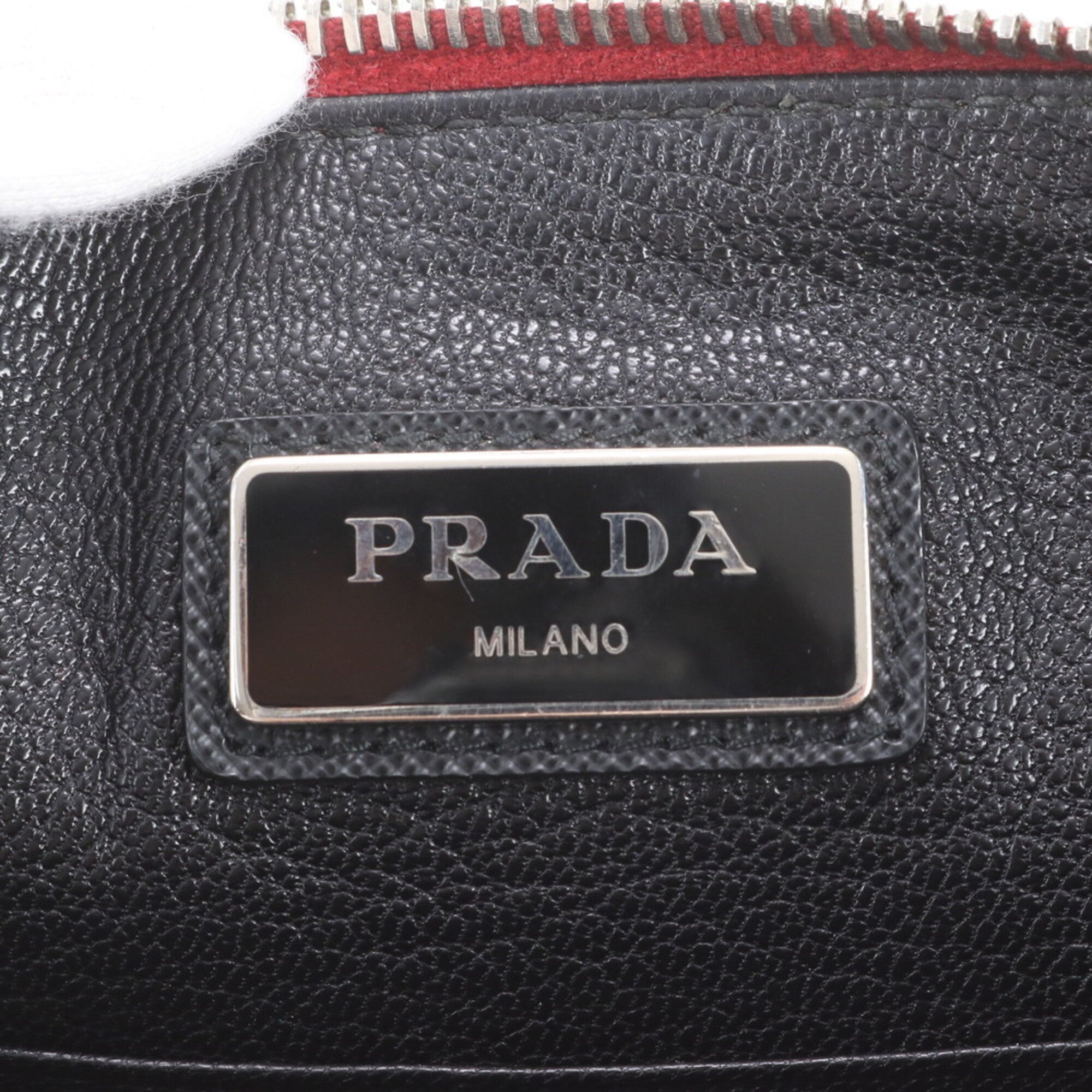 Prada Red Color Leather Clutch Bag Pouch (Pre-Owned)