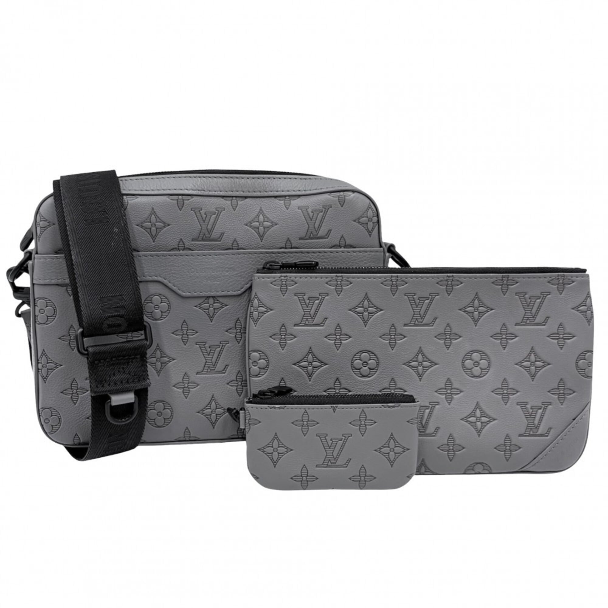 Louis Vuitton Monogram Shadow Gray Monogram Shadow Shoulder Bag (Pre-Owned)
