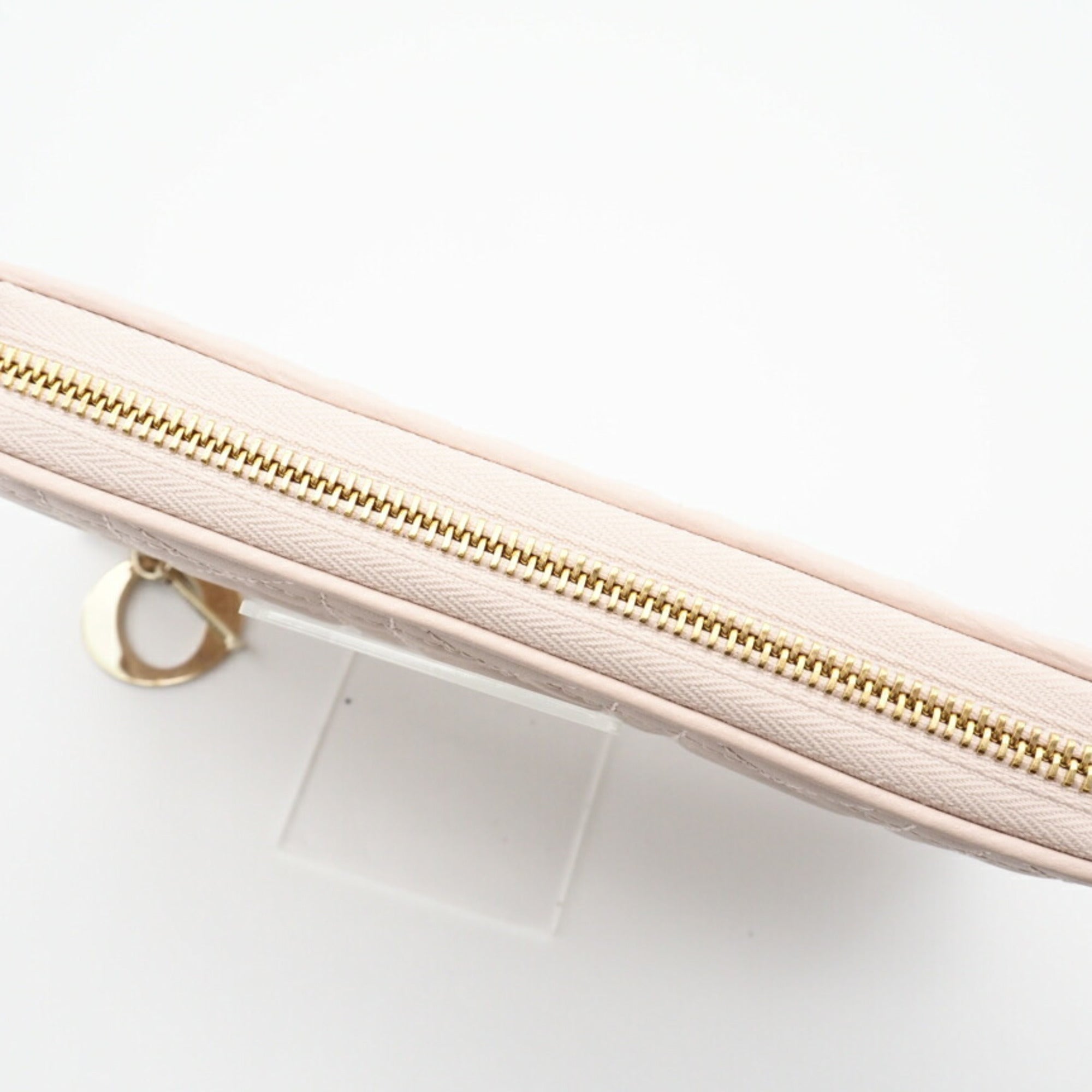 Christian Dior Lady Dior Pink Leather Long Wallet (Bi-Fold) (Pre-Owned)