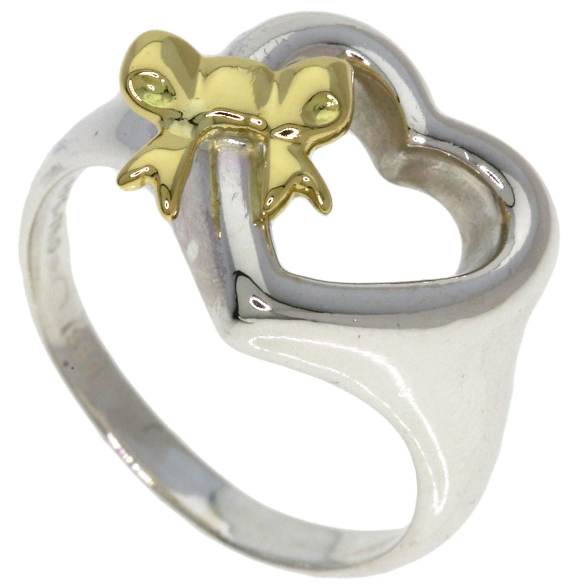 Tiffany Silver Yellow Gold Yellow Gold (18K) Silver Band Ring (Pre-Owned)