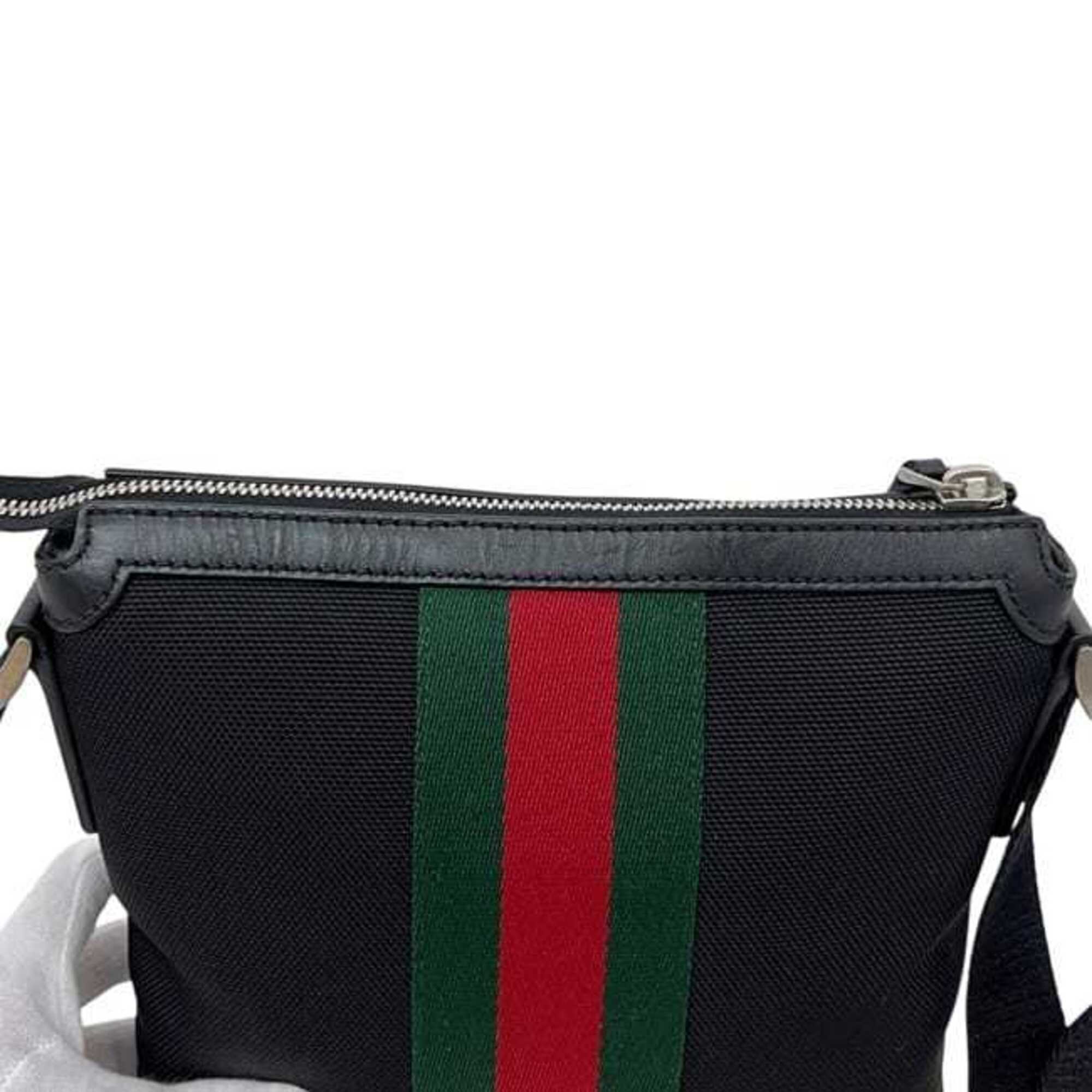 Gucci Black Canvas Leather Shoulder Bag (Pre-Owned)