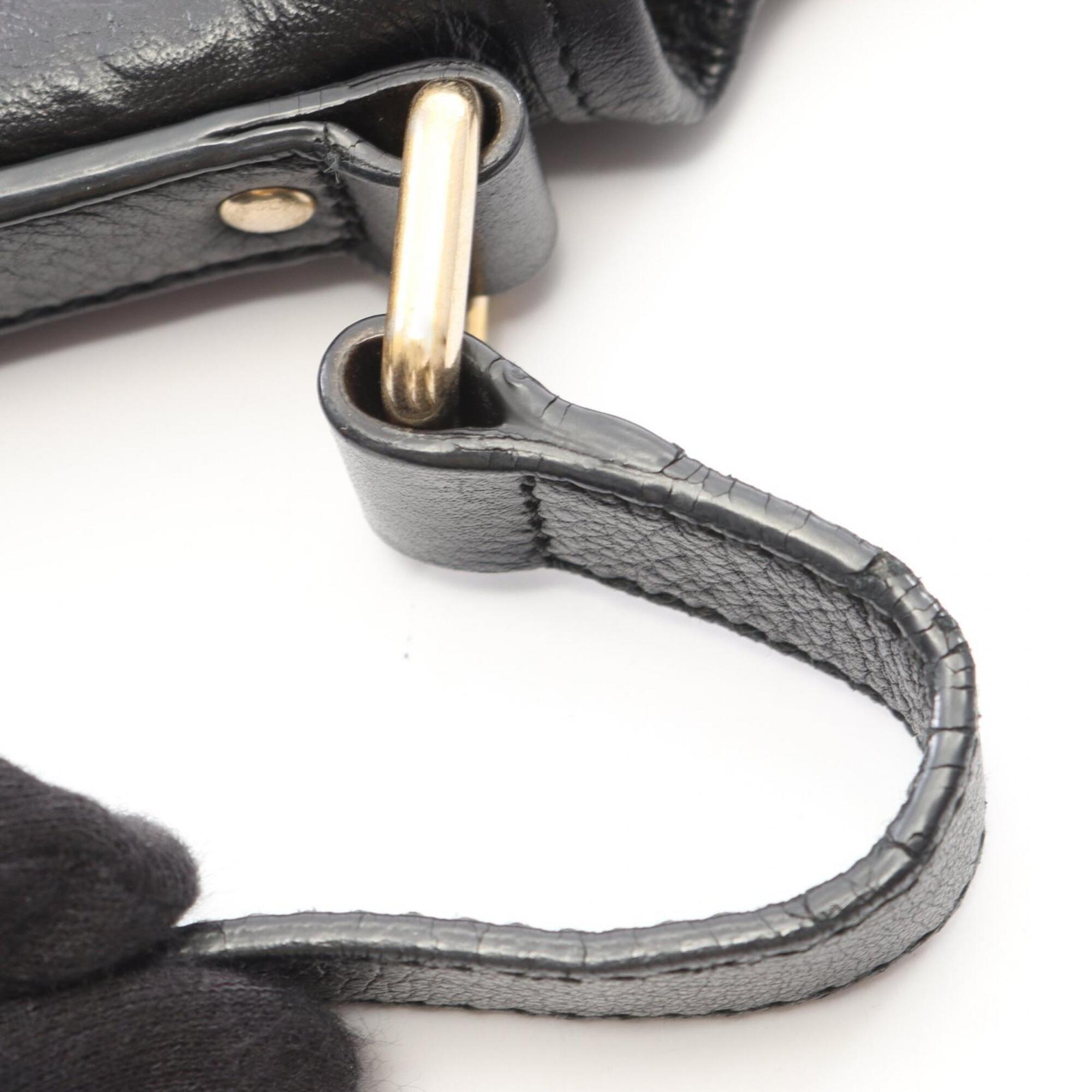 Gucci Black Leather Handbag Shoulder Bag (Pre-Owned)