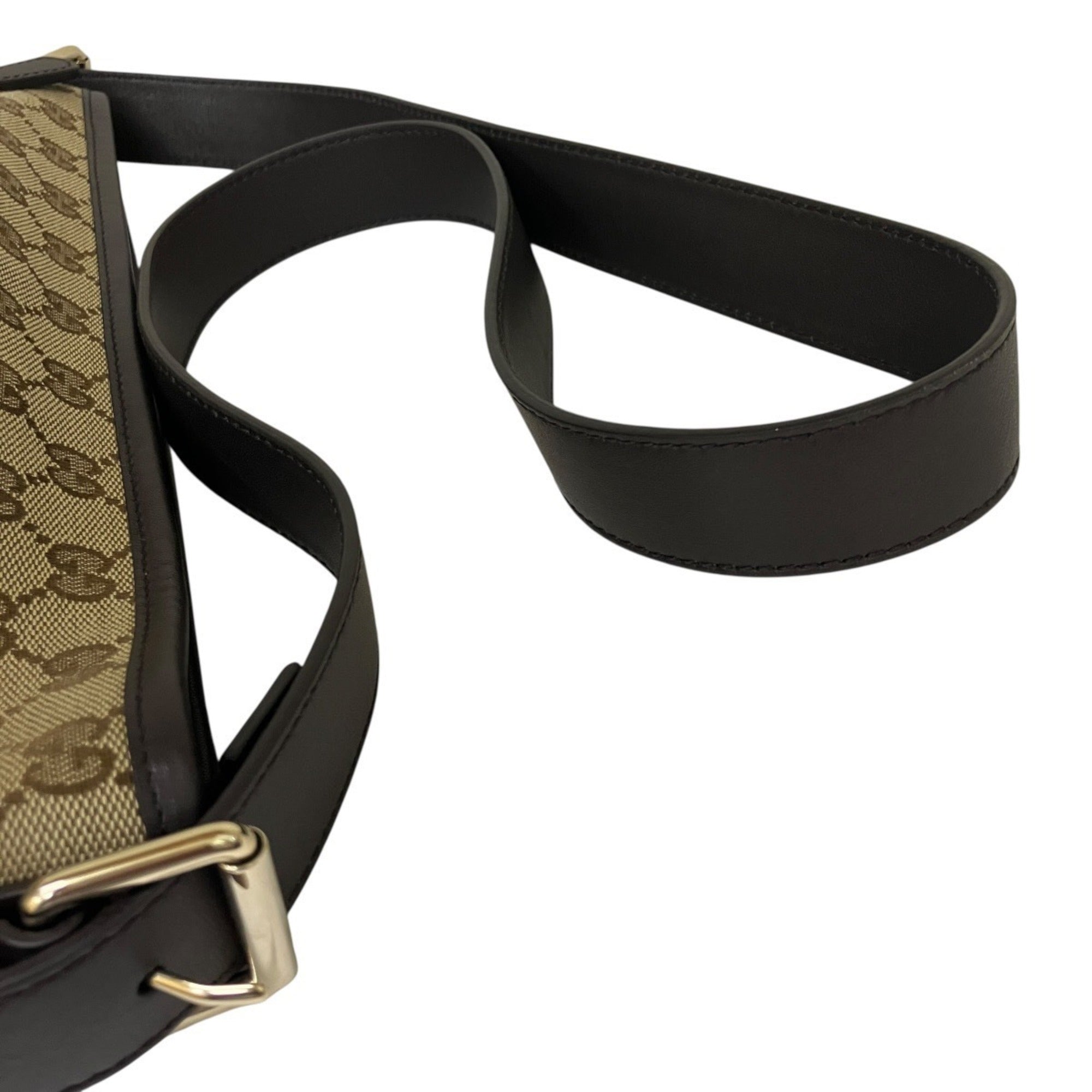 Gucci Gg Canvas Beige Brown Gg Canvas Leather Shoulder Bag (Pre-Owned)