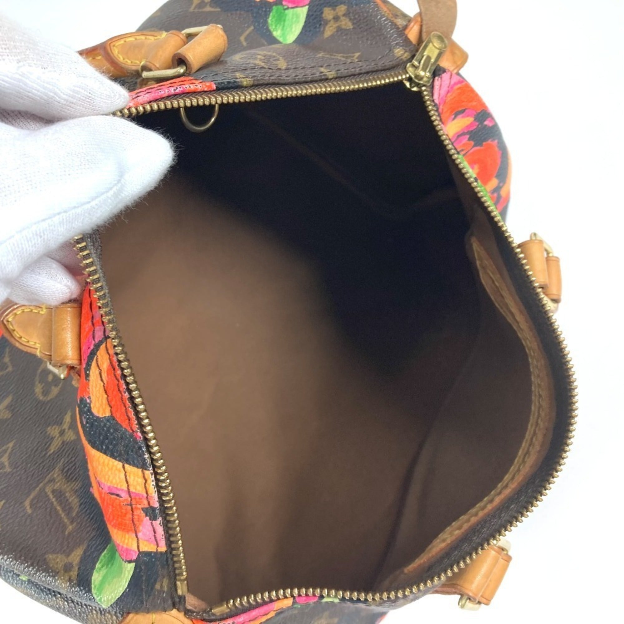 Louis Vuitton Brown Pink Canvas Boston Bag Handbag (Pre-Owned)