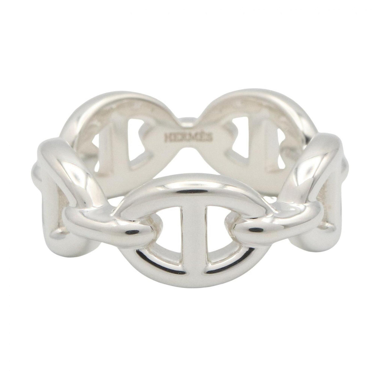Hermes Silver Silver 925 Band Ring (Pre-Owned)