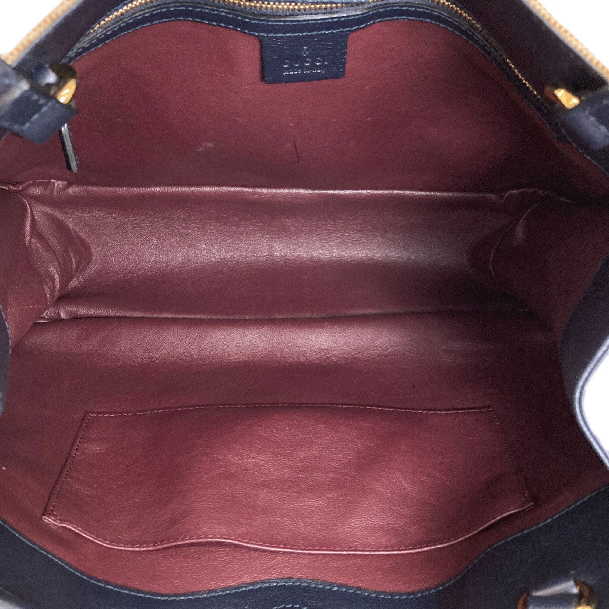 Gucci Beige Navy Canvas Tote Bag (Pre-Owned)