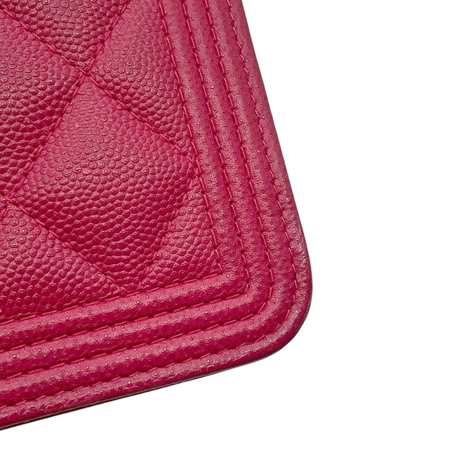 Chanel Pink Grained Calfskin Chain/Shoulder Wallet (Pre-Owned)