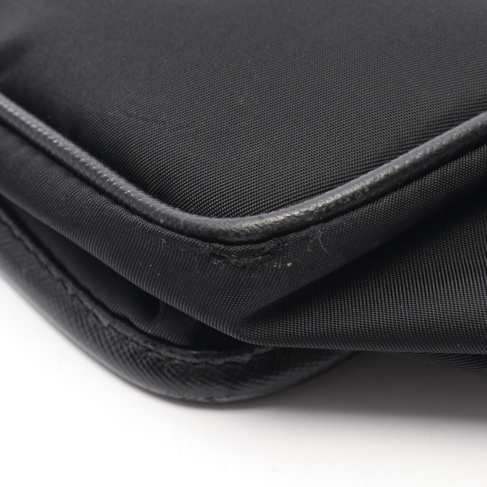 Prada Black Nylon Leather Handbag Messenger Bag Shoulder Bag (Pre-Owned)
