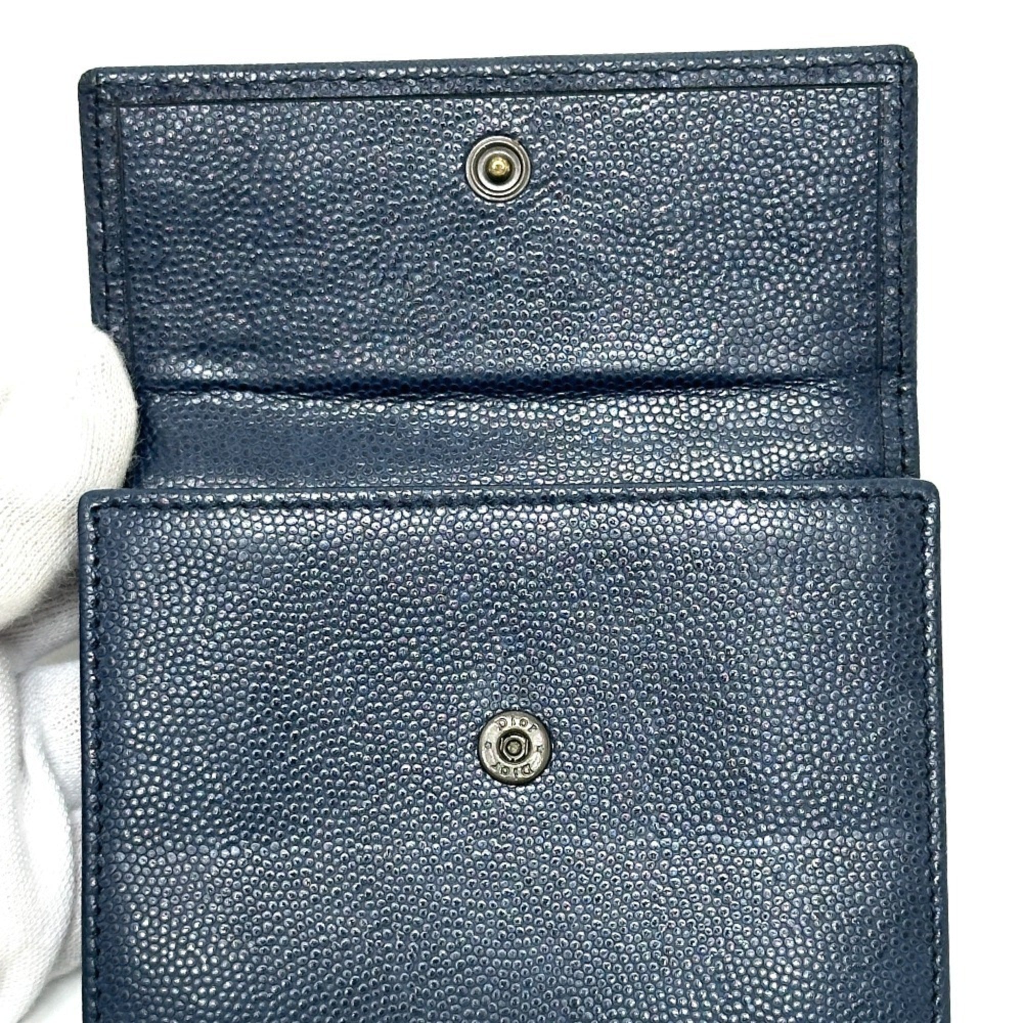 Christian Dior Navy Leather Wallet (Bi-Fold) (Pre-Owned)