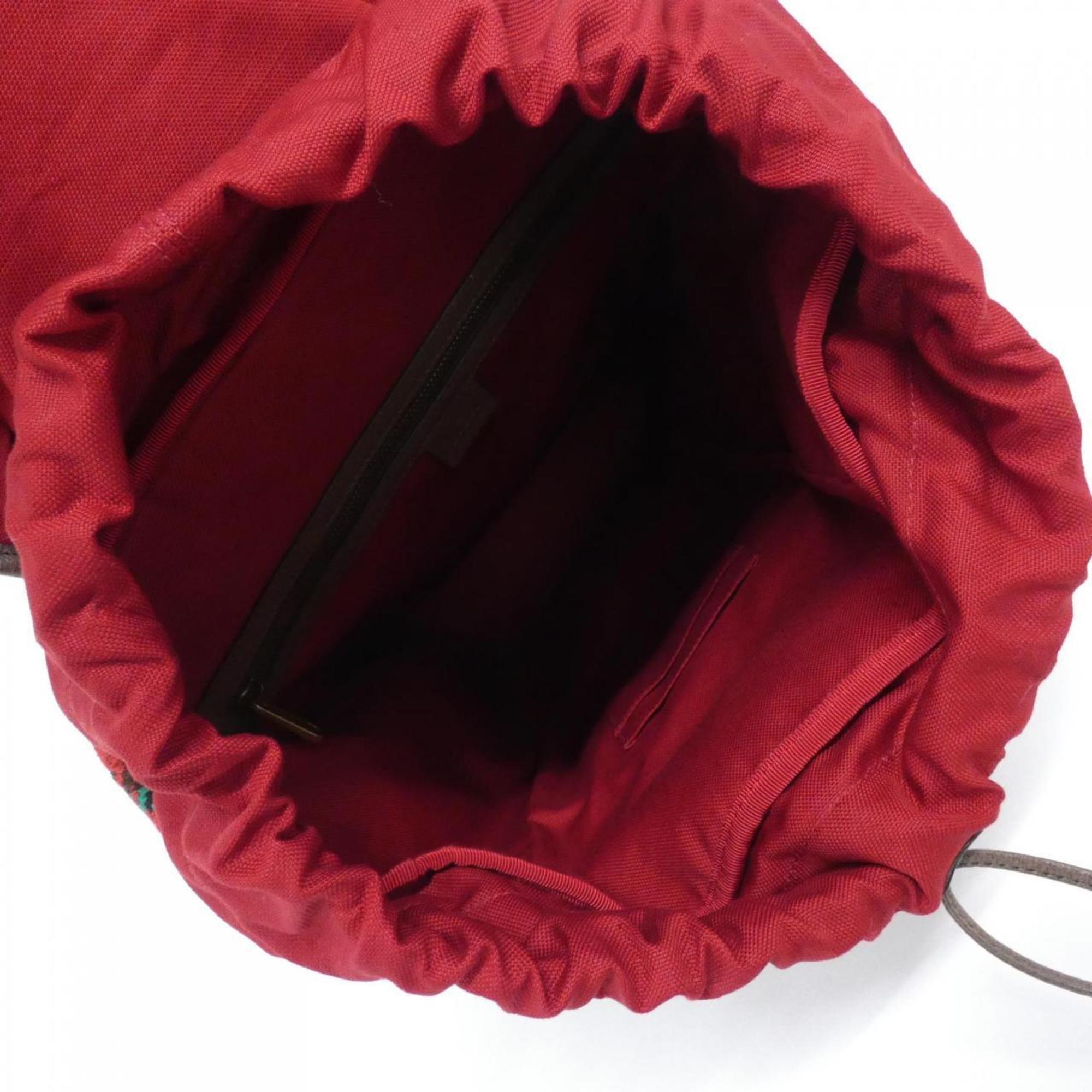 Gucci Red Color Wool Leather Backpack (Pre-Owned)