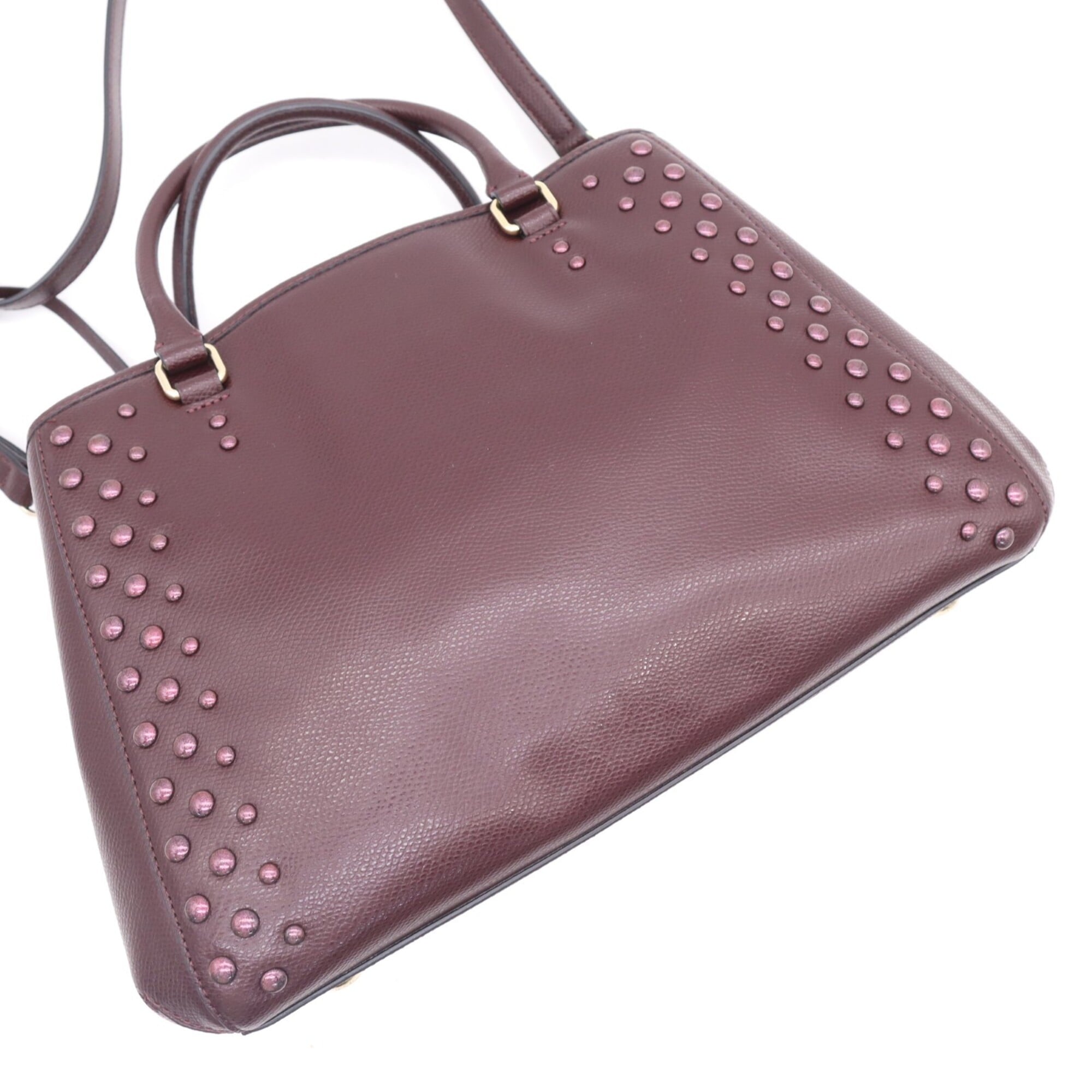 Coach Bordeaux Leather Handbag Shoulder Bag (Pre-Owned)