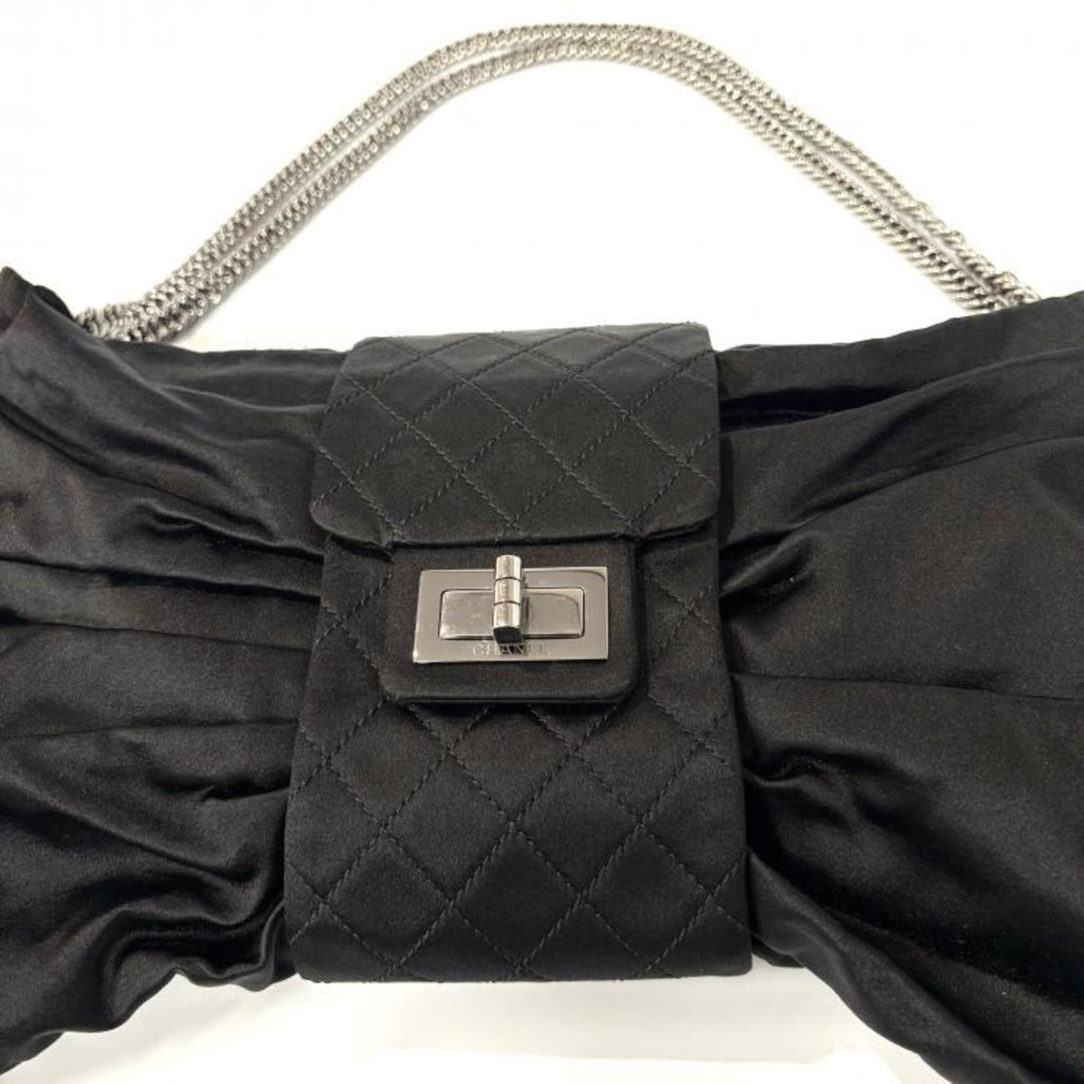 Chanel Black Satin Handbag (Pre-Owned)