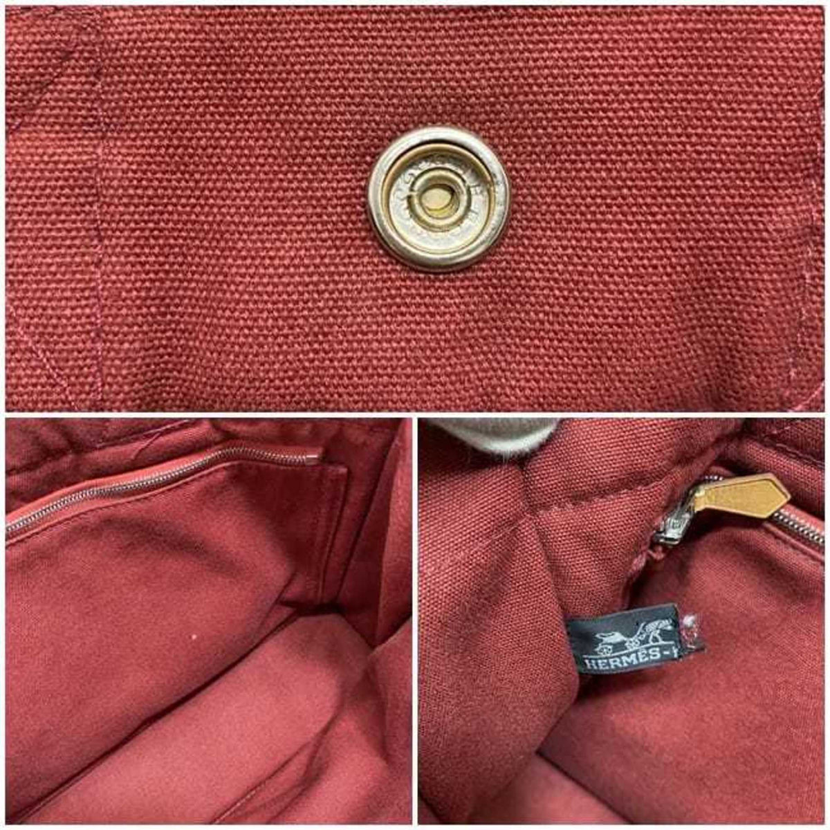 Hermes Red Color Canvas Handbag (Pre-Owned)