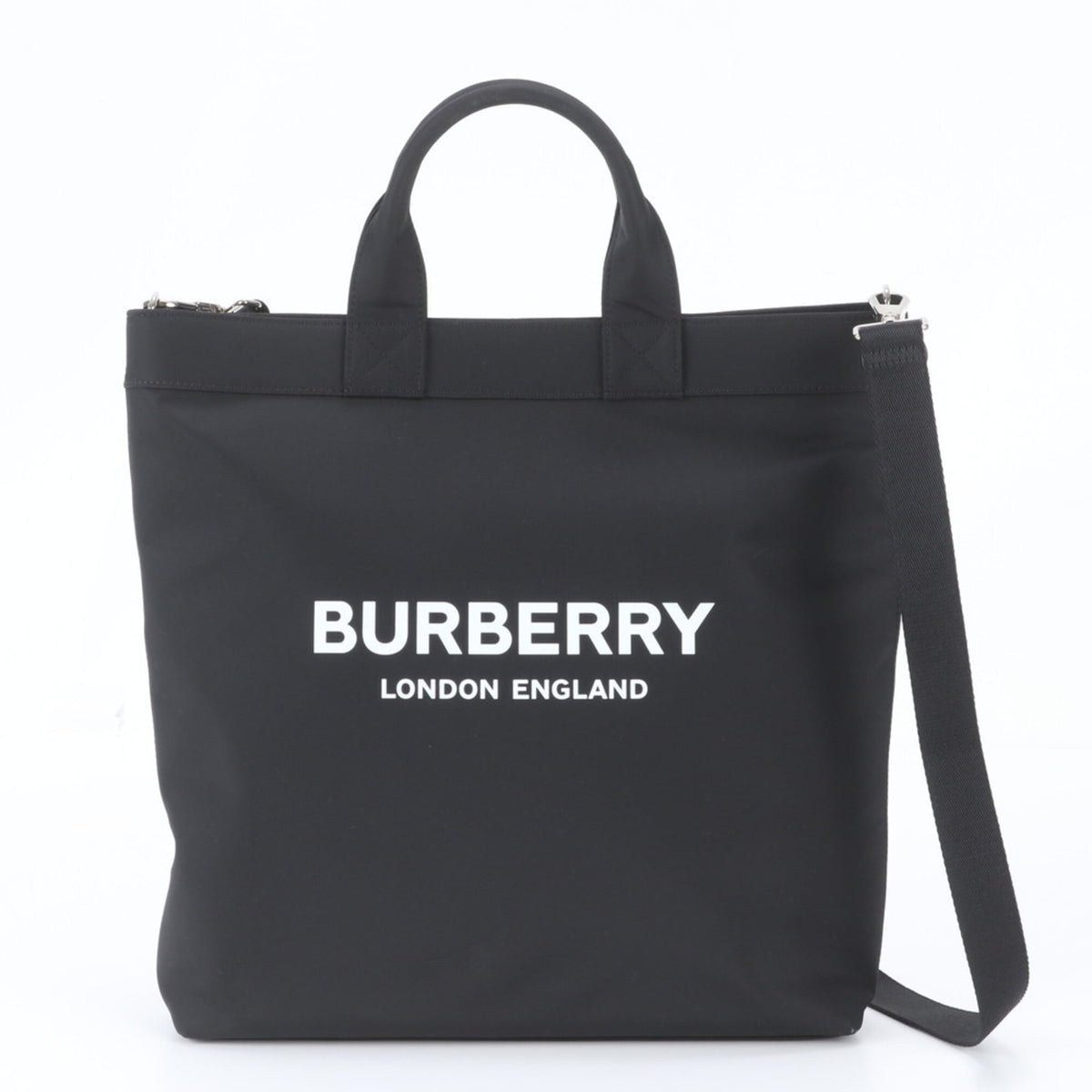 Burberry Black Leather Shoulder Bag Tote Bag (Pre-Owned)