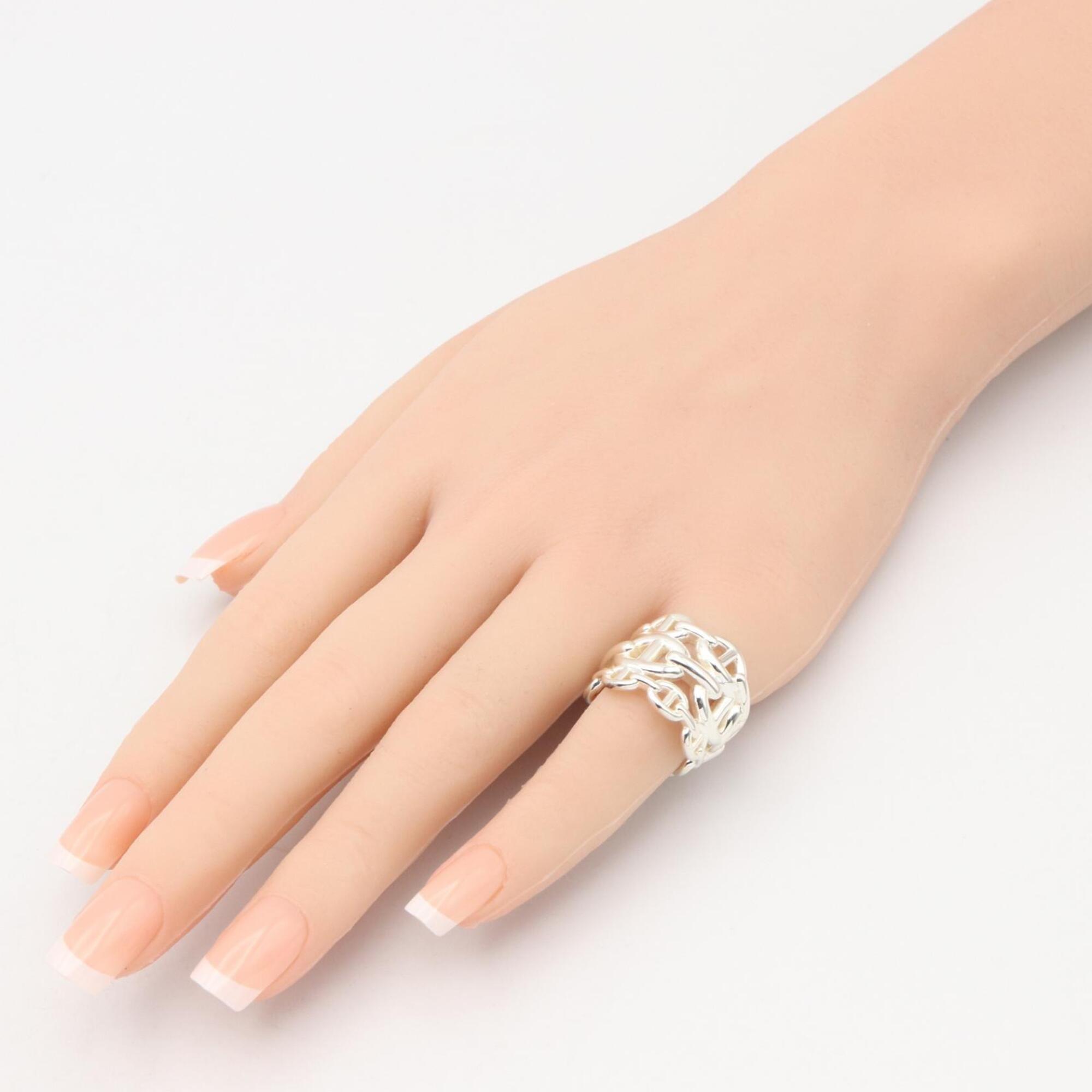 Hermes Silver Silver 925 Band Ring (Pre-Owned)