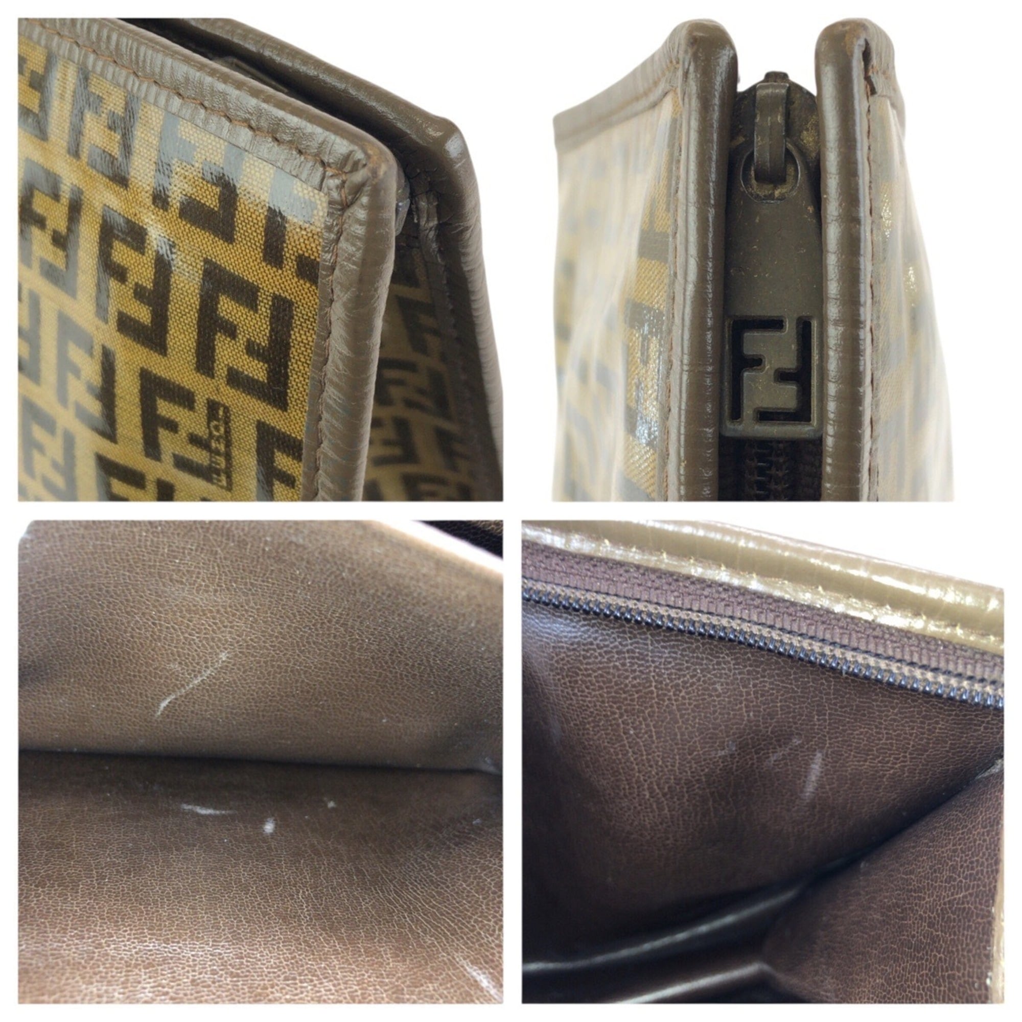 Fendi Brown Pvc Leather Clutch Bag (Pre-Owned)