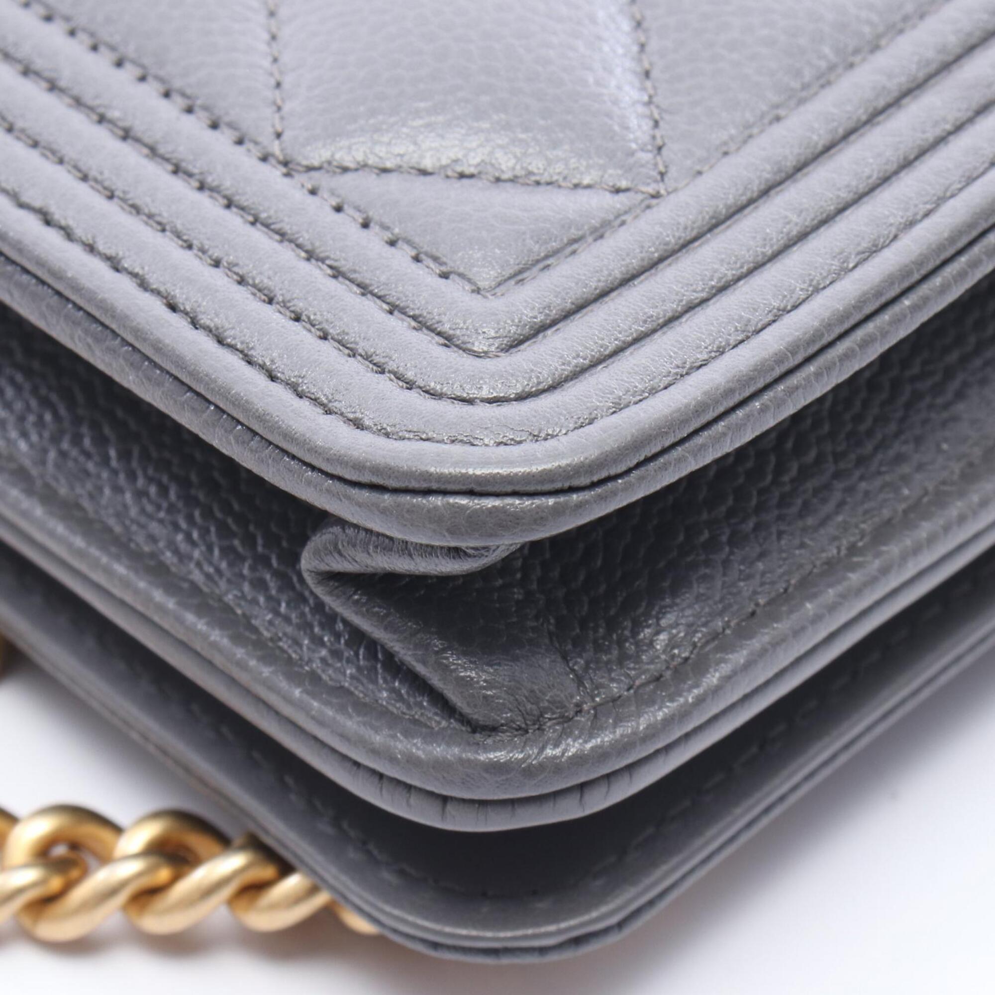 Chanel Matelasse Gray Grained Calfskin Handbag Shoulder Bag (Pre-Owned)