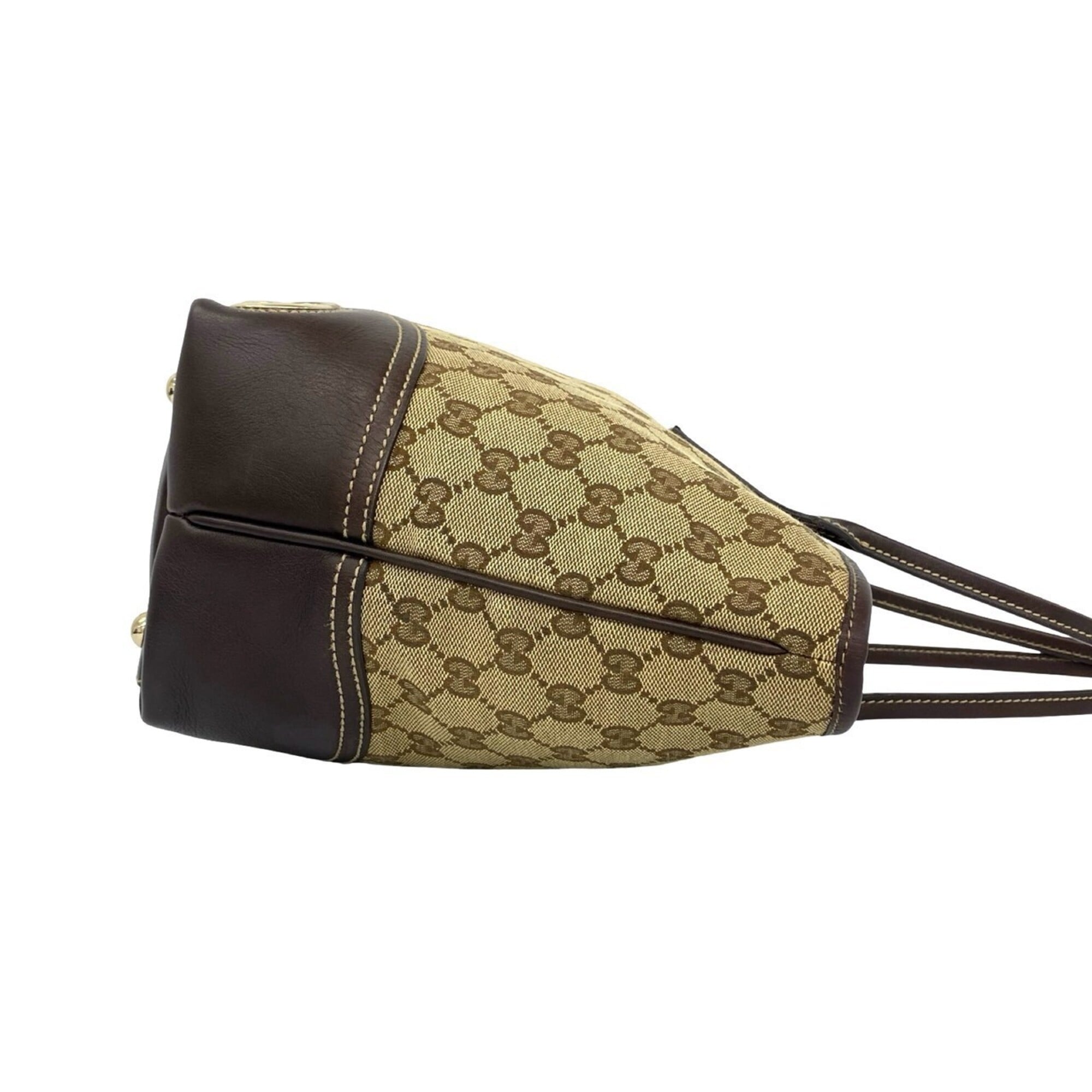 Gucci Brown Canvas Leather Shoulder Bag Tote Bag (Pre-Owned)