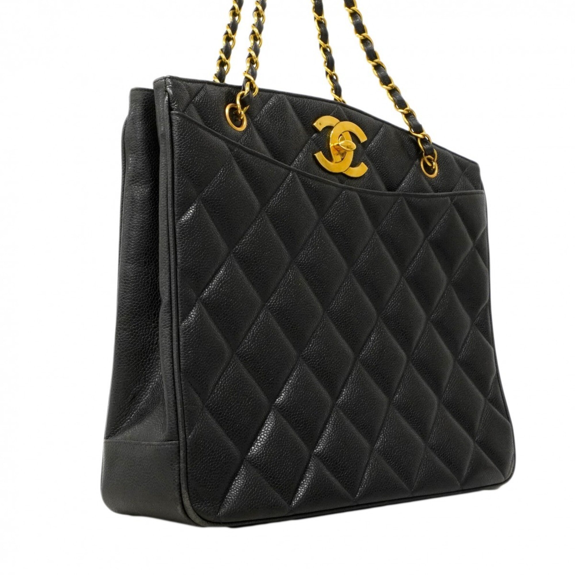 Chanel Black Grained Calfskin Tote Bag (Pre-Owned)