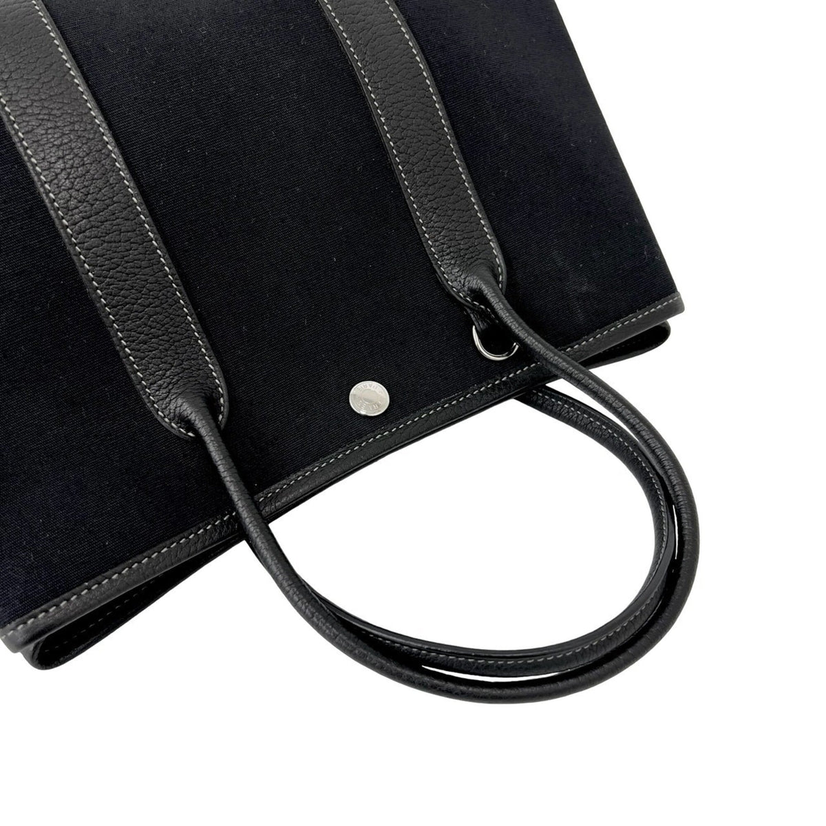 Hermes Black Toile Officier Buffalo Leather Shoulder Bag (Pre-Owned)