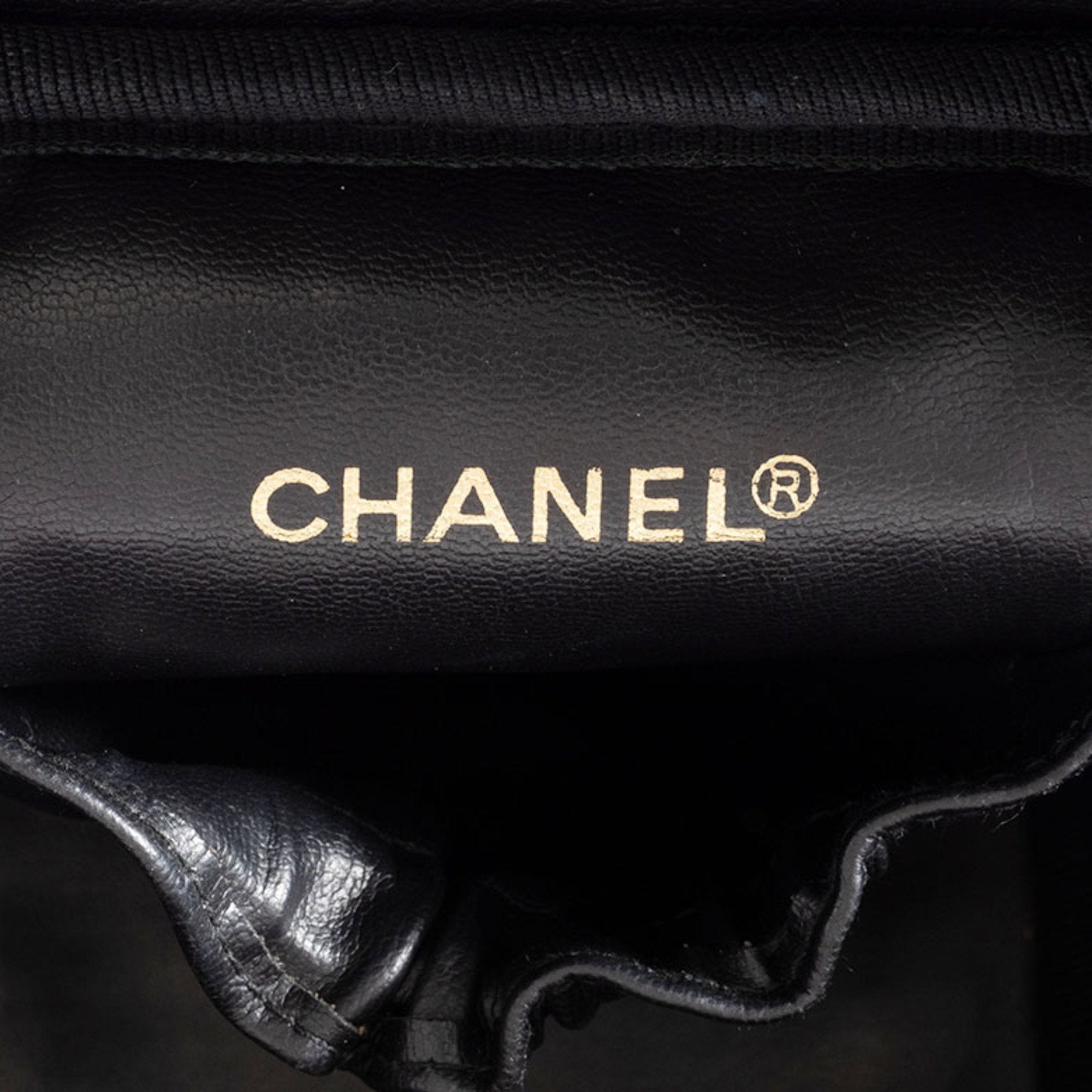 Chanel Black Leather Handbag Pouch Vanity Bag (Pre-Owned)