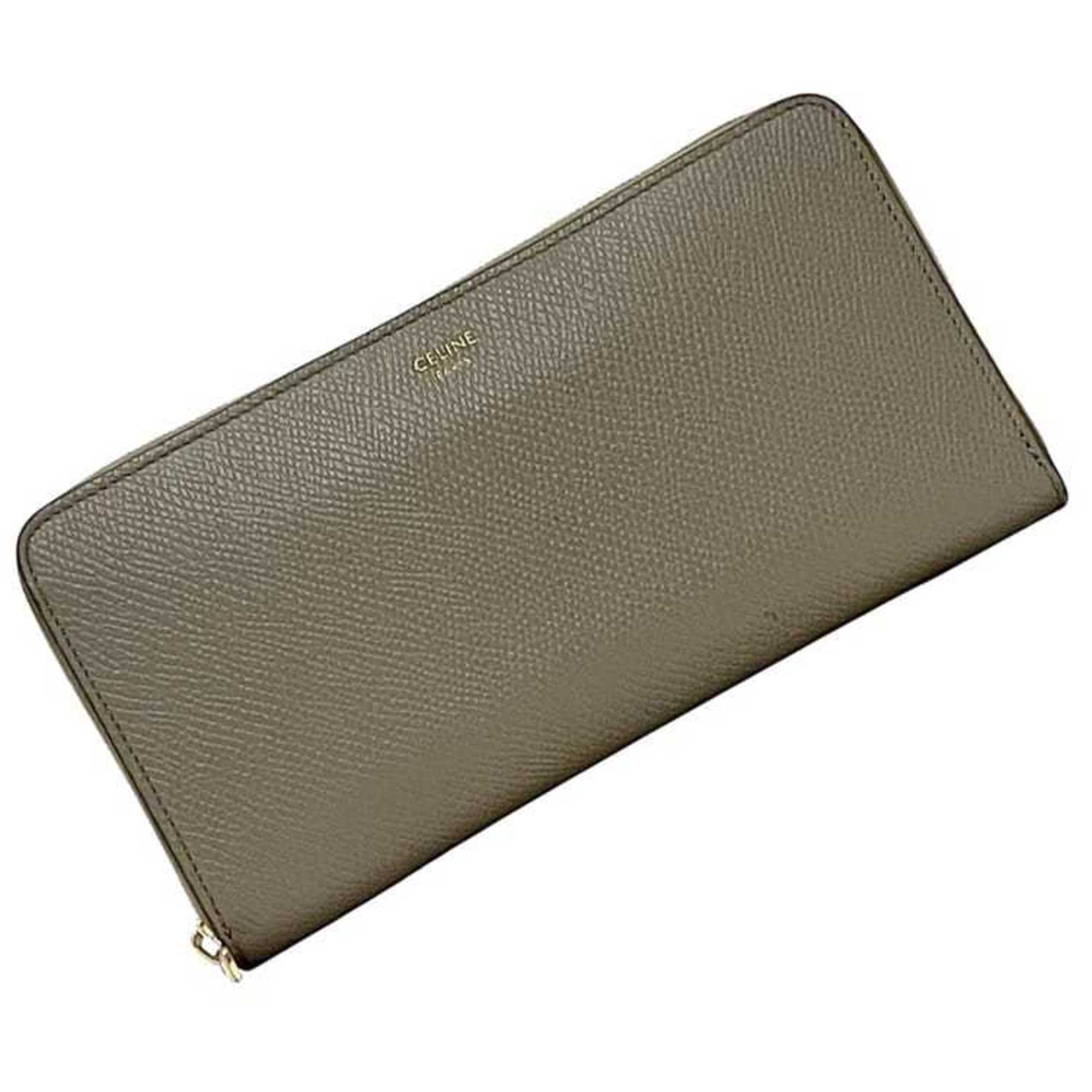 Celine Gray Leather Long Wallet (Bi-Fold) (Pre-Owned)