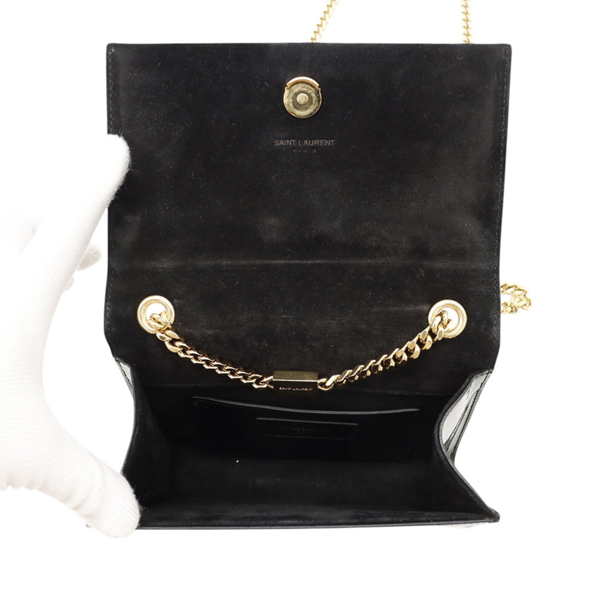 Yves Saint Laurent Black Patent Leather Handbag Shoulder Bag (Pre-Owned)